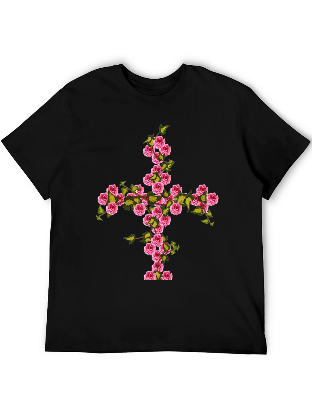 Floral Cross Graphic Tee - Black