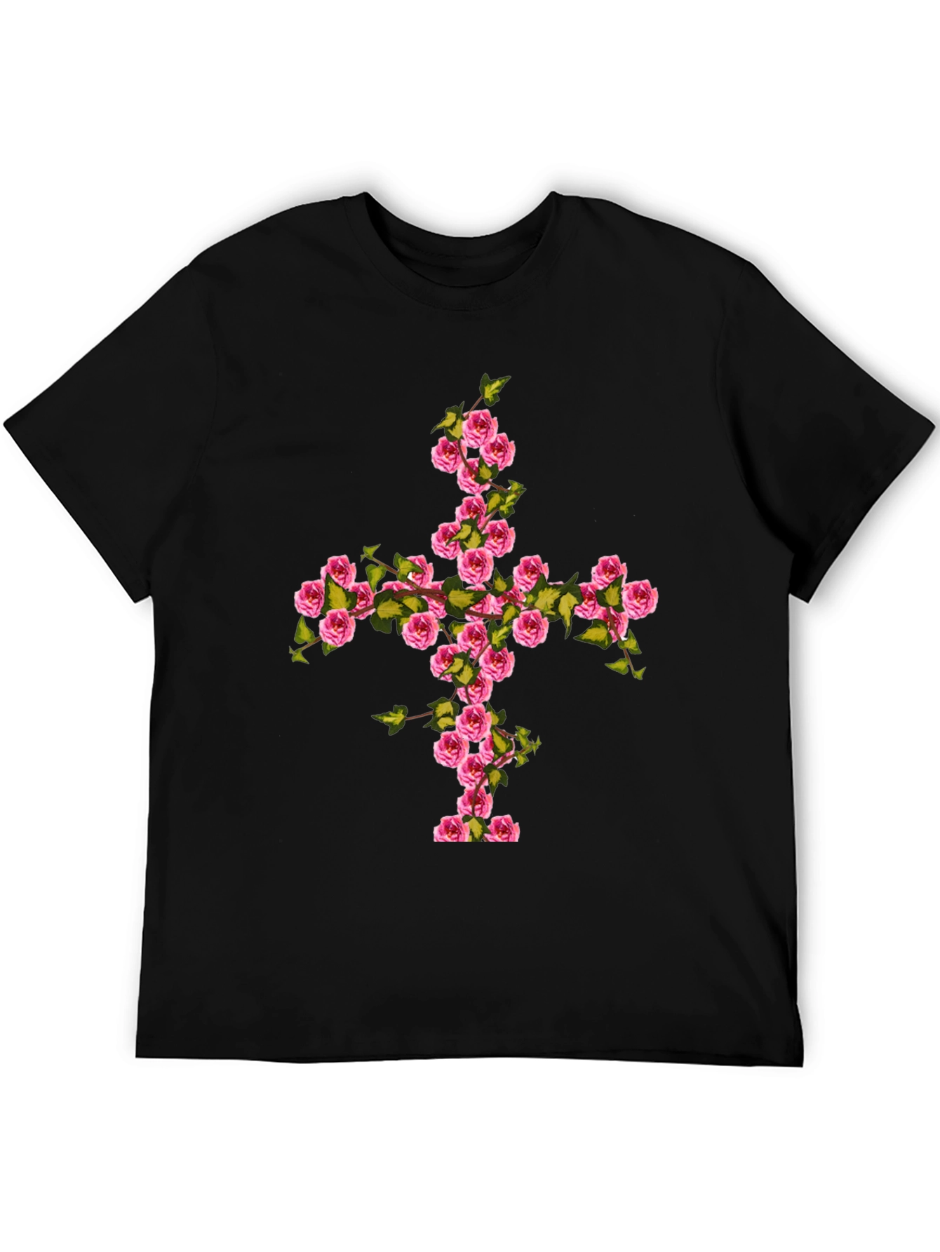 Floral Cross Graphic Tee - Black