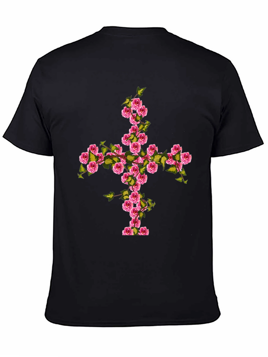 Floral Cross Graphic Tee - Black