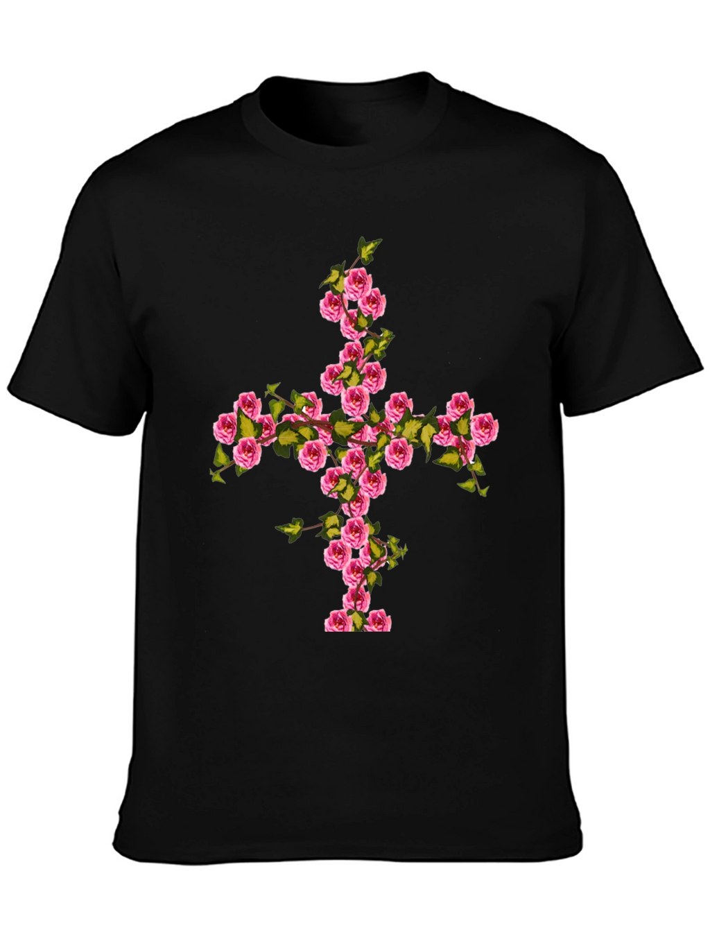 Floral Cross Graphic Tee - Black