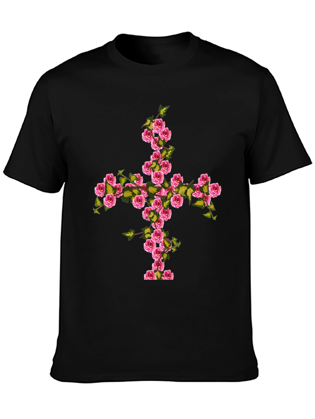 Floral Cross Graphic Tee - Black