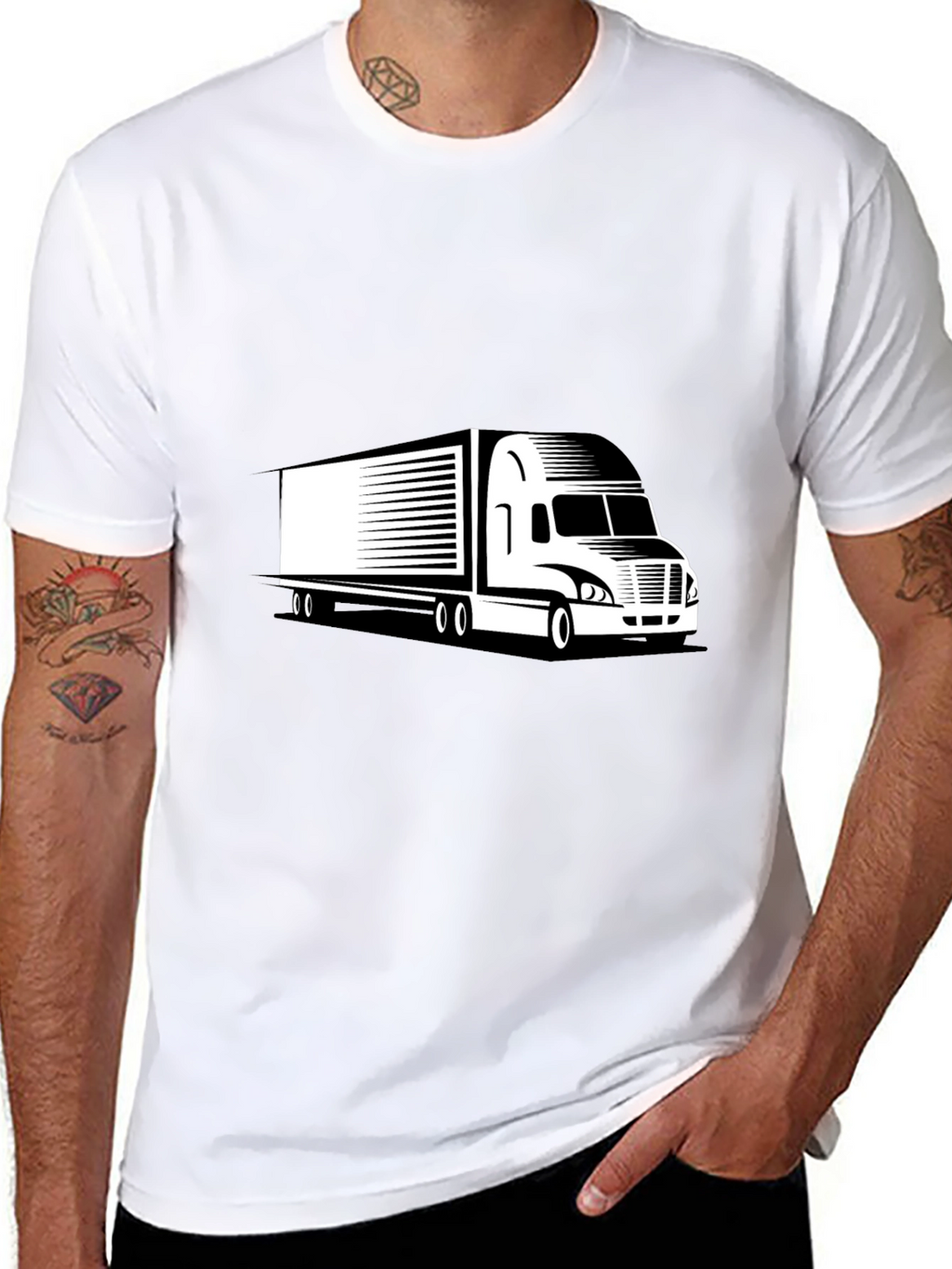 Trucker Black Tee - Semi Truck Graphic T-Shirt