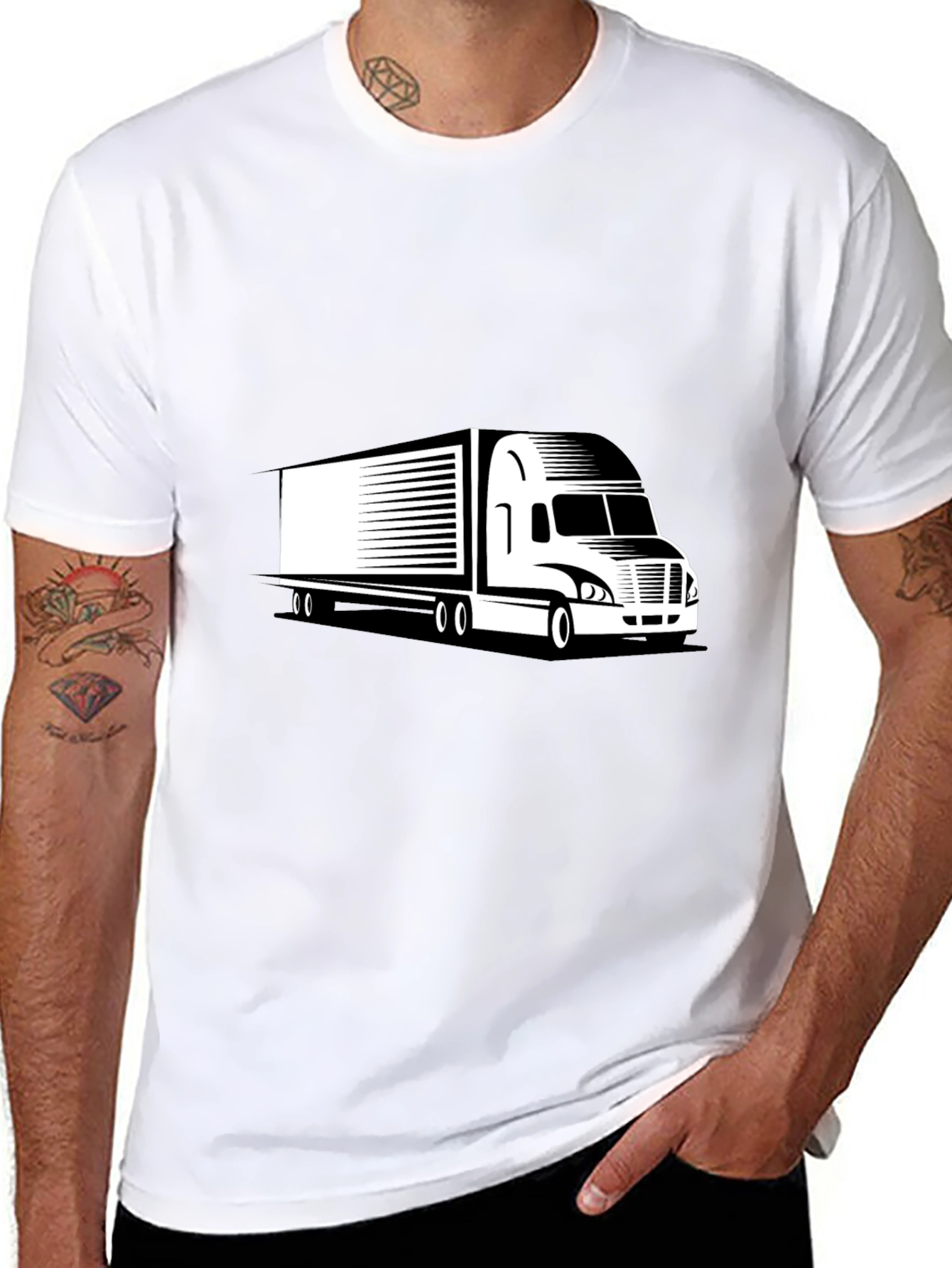 Trucker Black Tee - Semi Truck Graphic T-Shirt