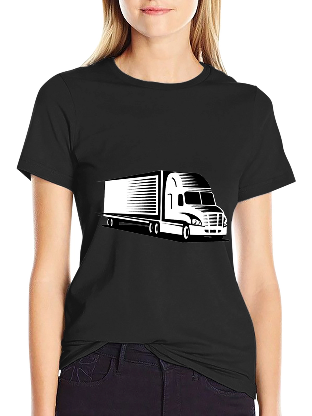 Trucker Black Tee - Semi Truck Graphic T-Shirt