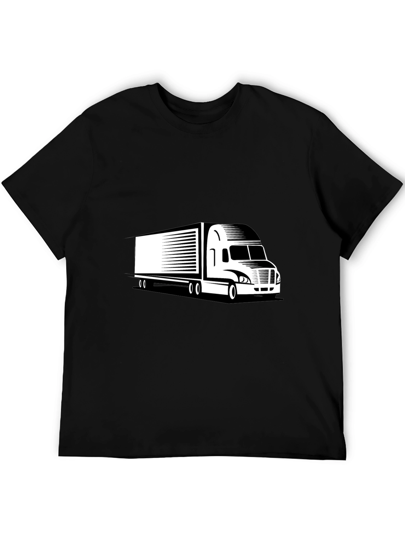 Trucker Black Tee - Semi Truck Graphic T-Shirt