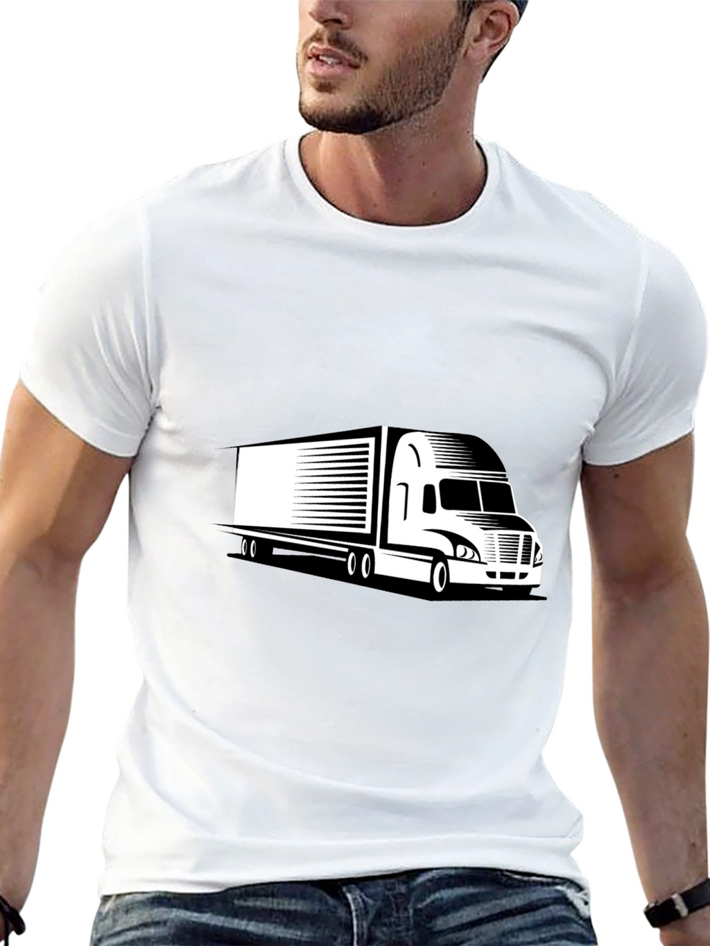 Trucker Black Tee - Semi Truck Graphic T-Shirt