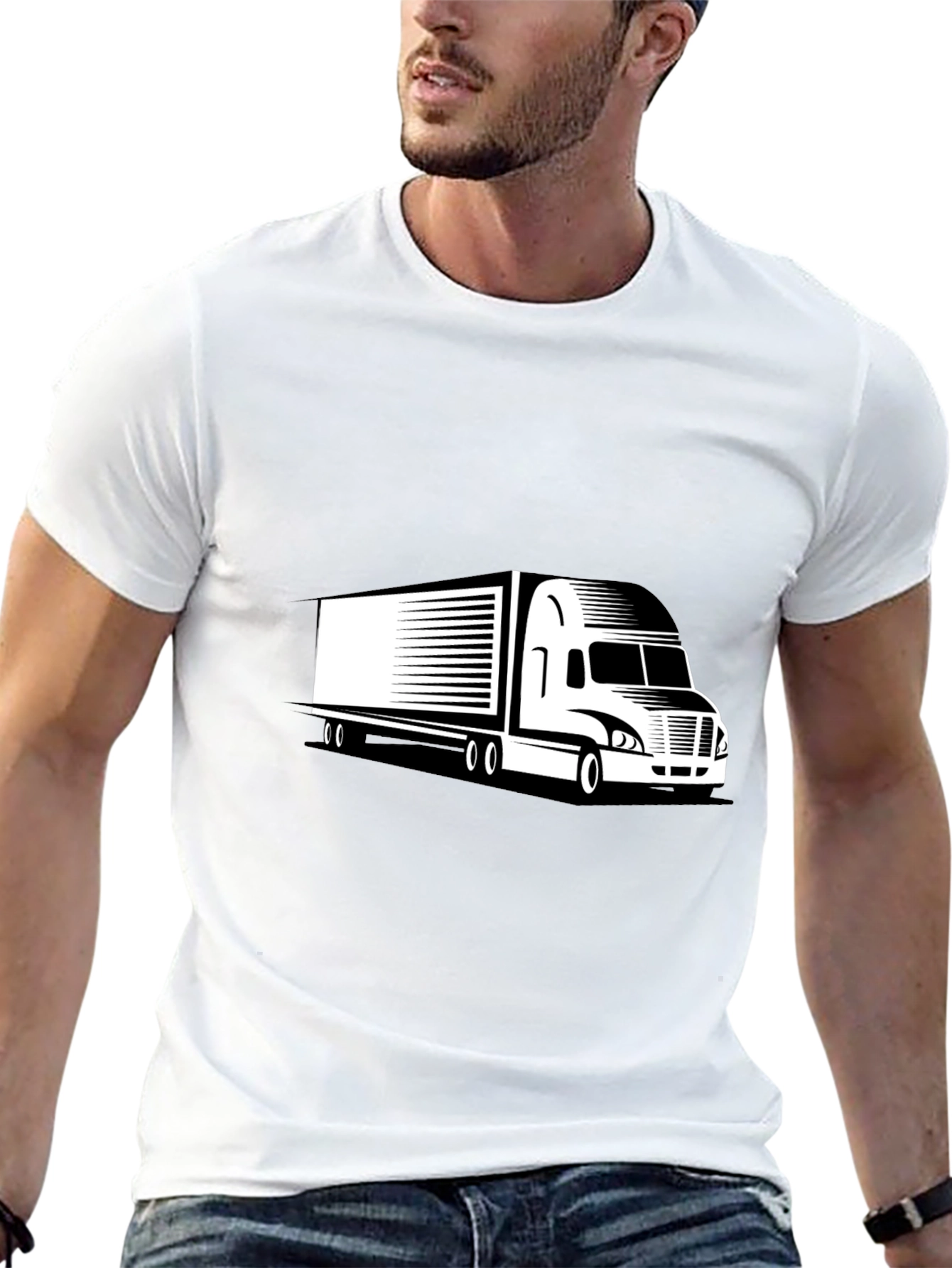 Trucker Black Tee - Semi Truck Graphic T-Shirt