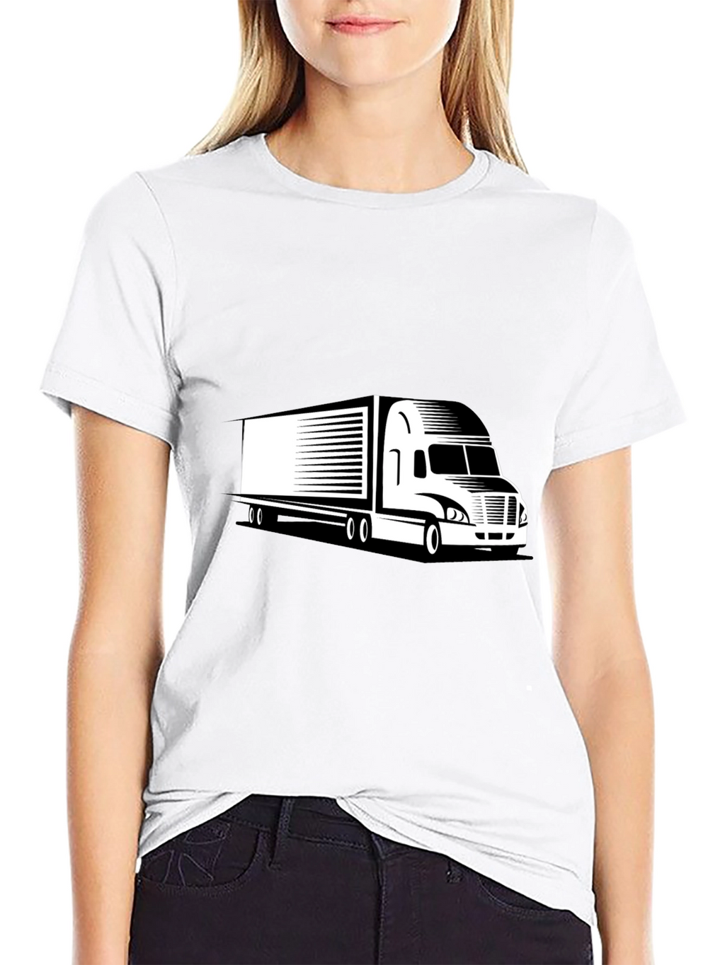 Trucker Black Tee - Semi Truck Graphic T-Shirt