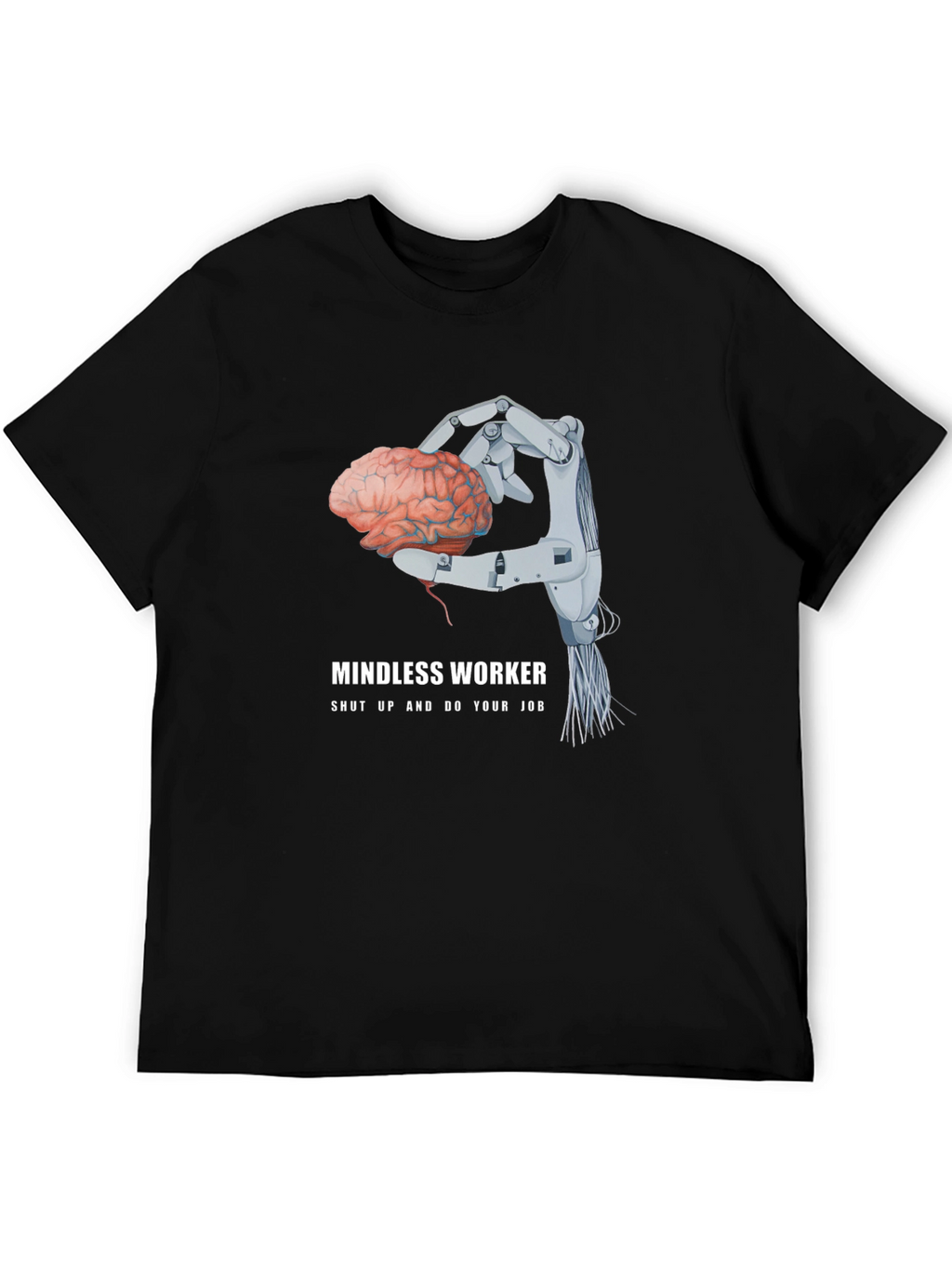 Mindless Worker Robot Hand Brain Graphic Tee
