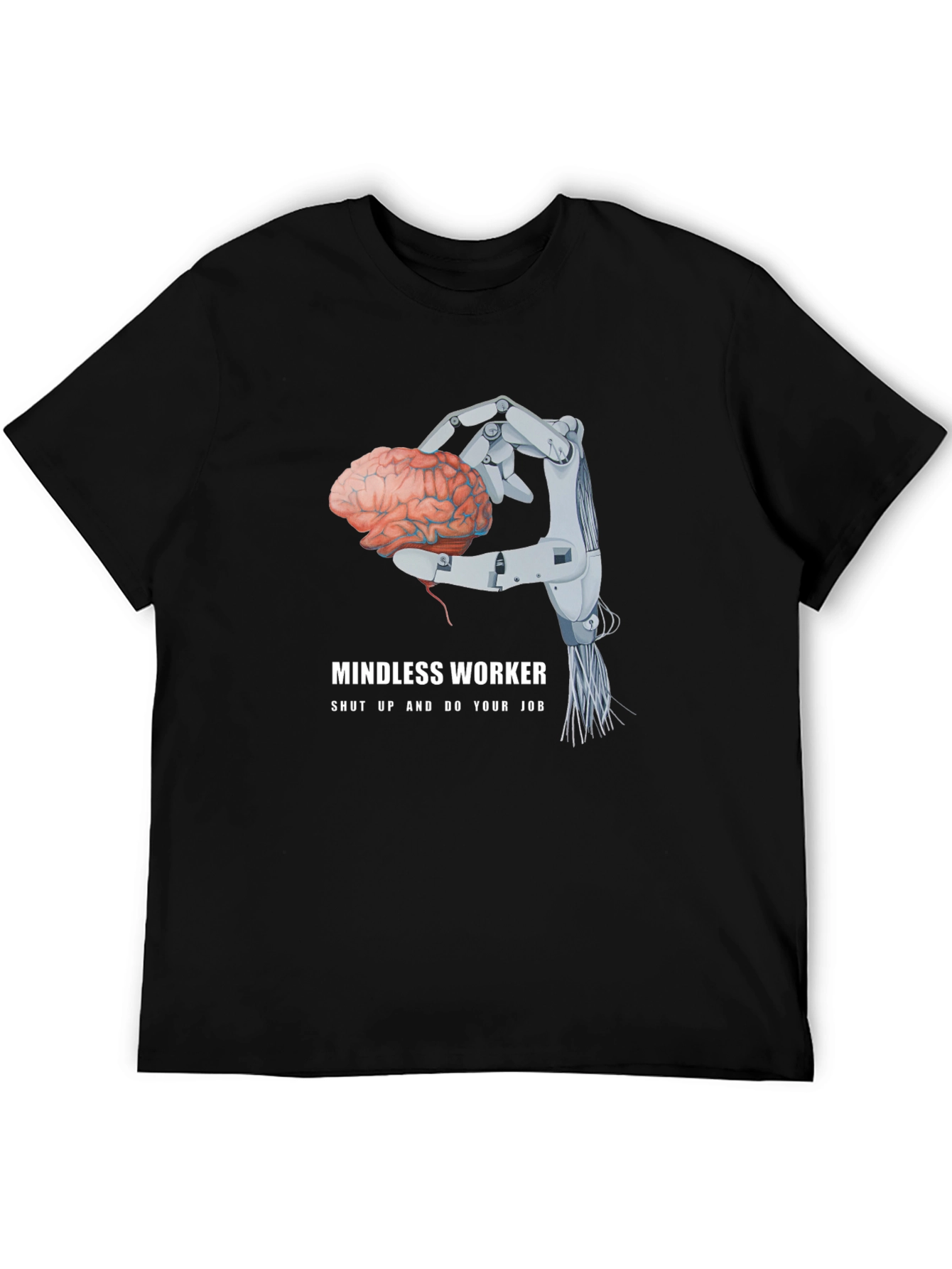 Mindless Worker Robot Hand Brain Graphic Tee