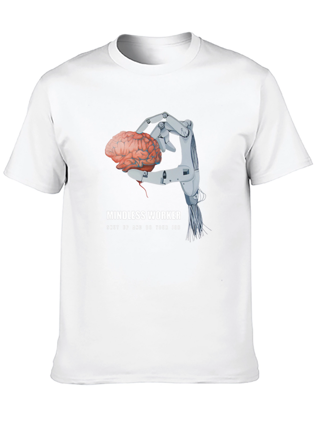 Mindless Worker Robot Hand Brain Graphic Tee