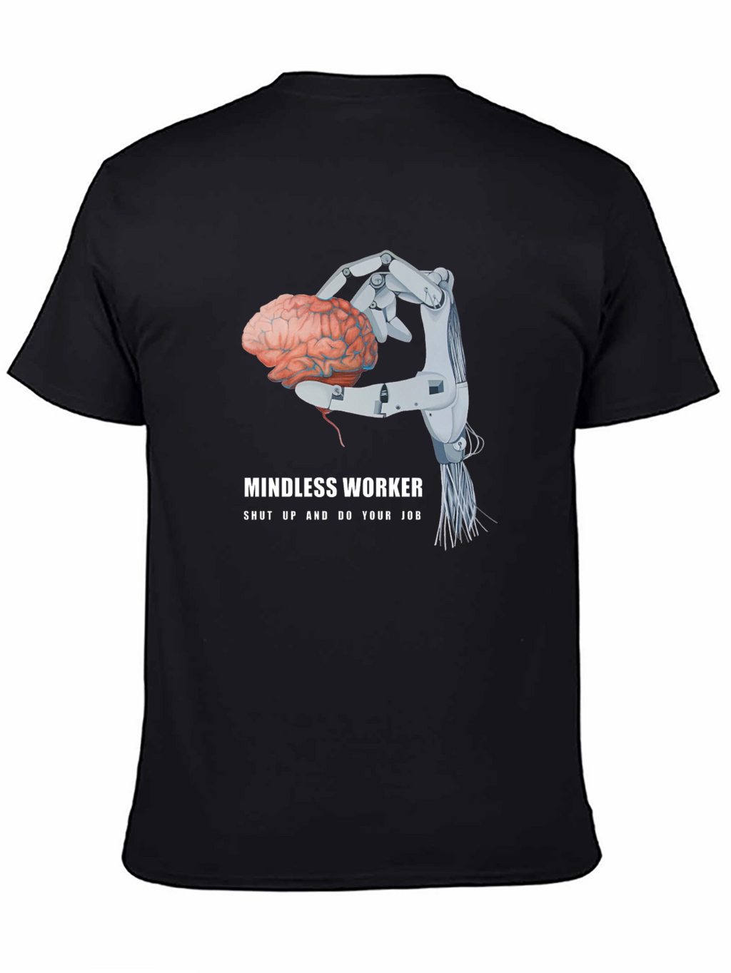 Mindless Worker Robot Hand Brain Graphic Tee