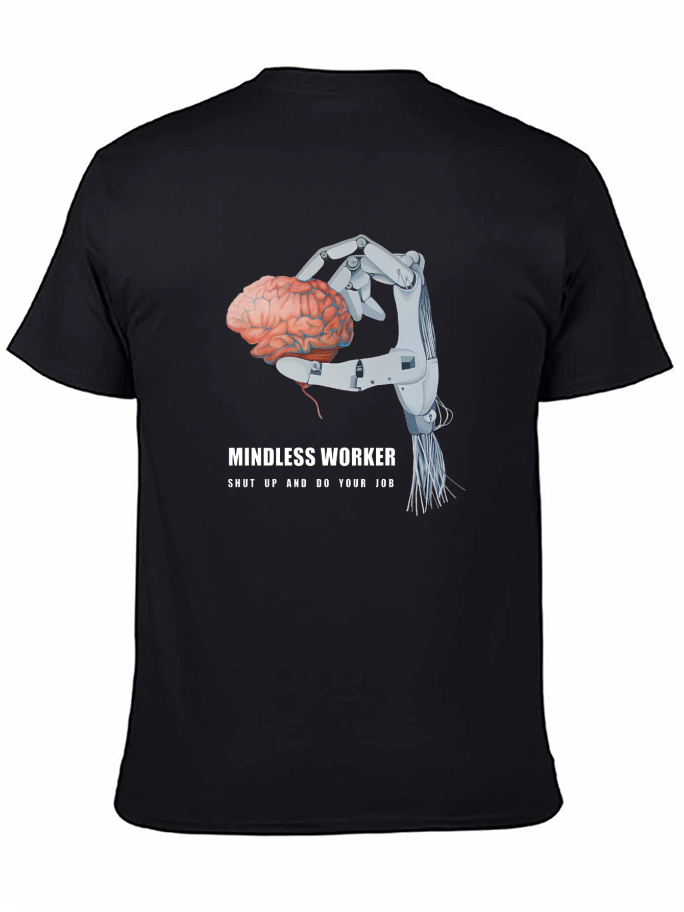 Mindless Worker Robot Hand Brain Graphic Tee