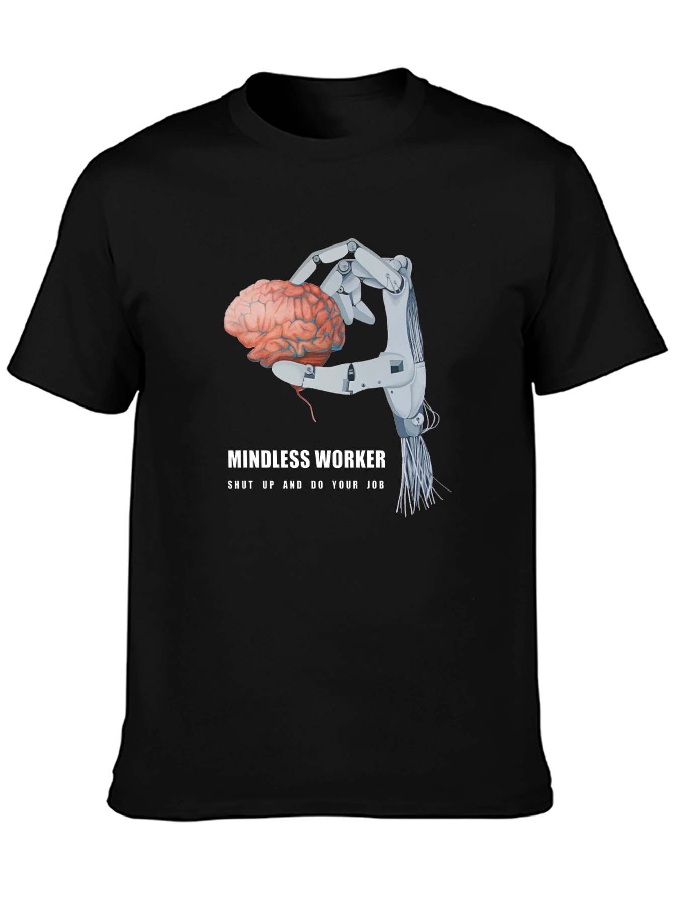 Mindless Worker Robot Hand Brain Graphic Tee