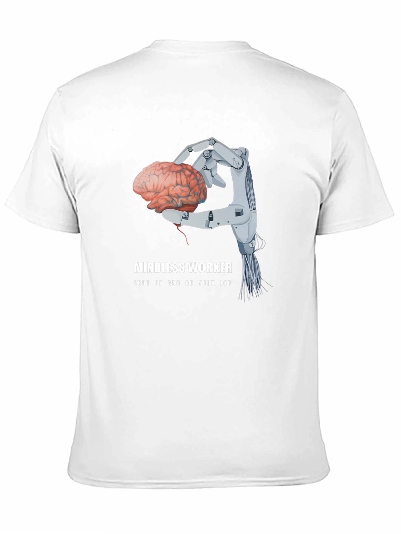 Mindless Worker Robot Hand Brain Graphic Tee