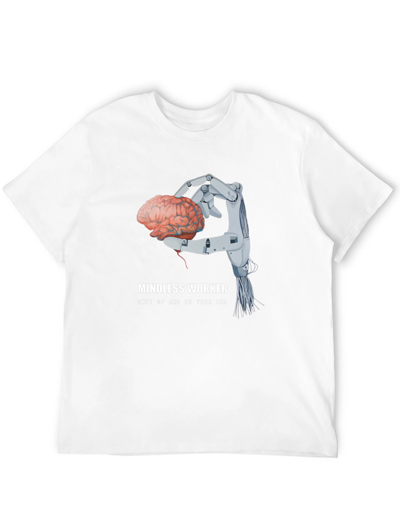 Mindless Worker Robot Hand Brain Graphic Tee