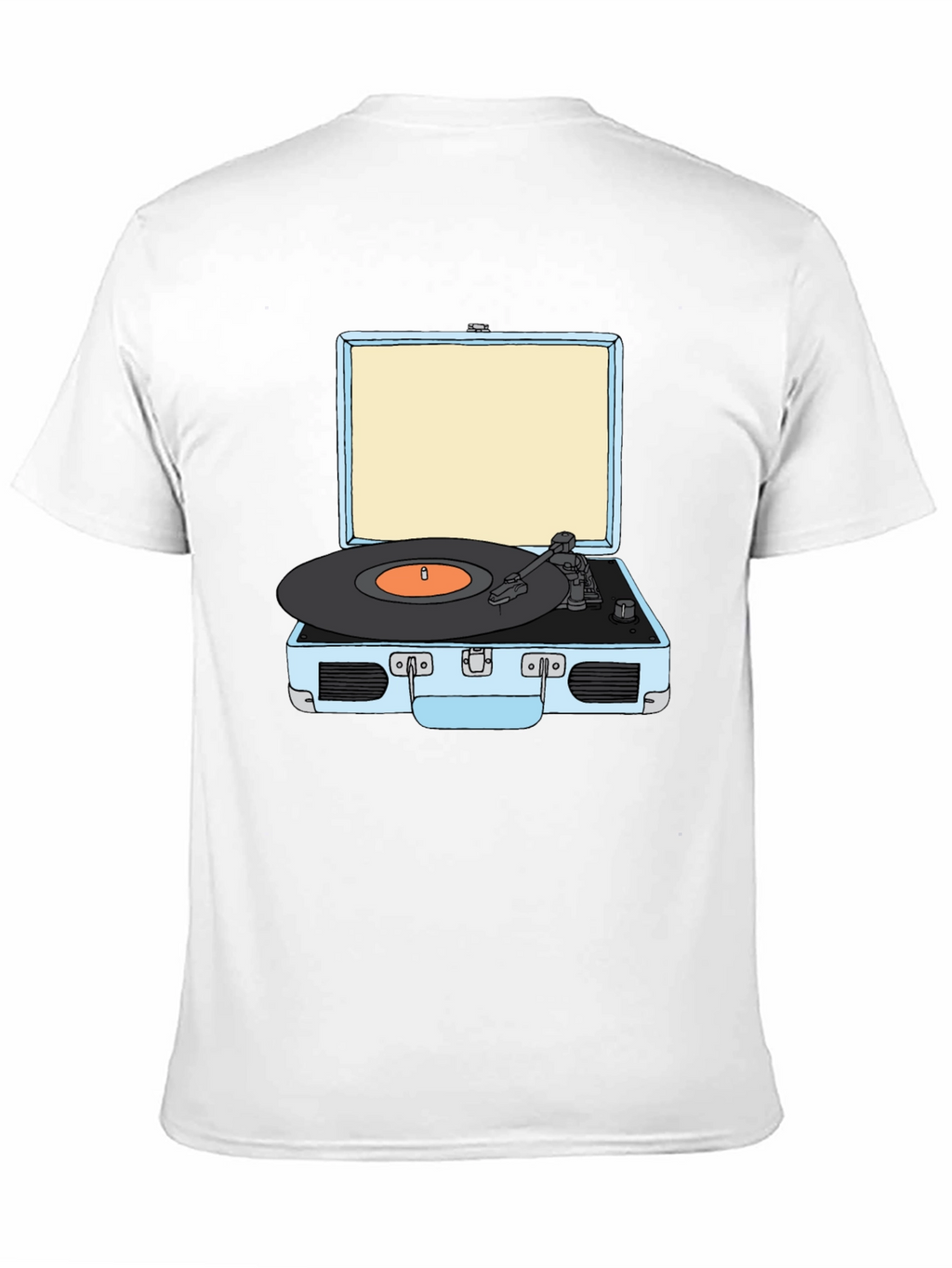 Retro Turntable Graphic Tee - Black Cotton T-Shirt