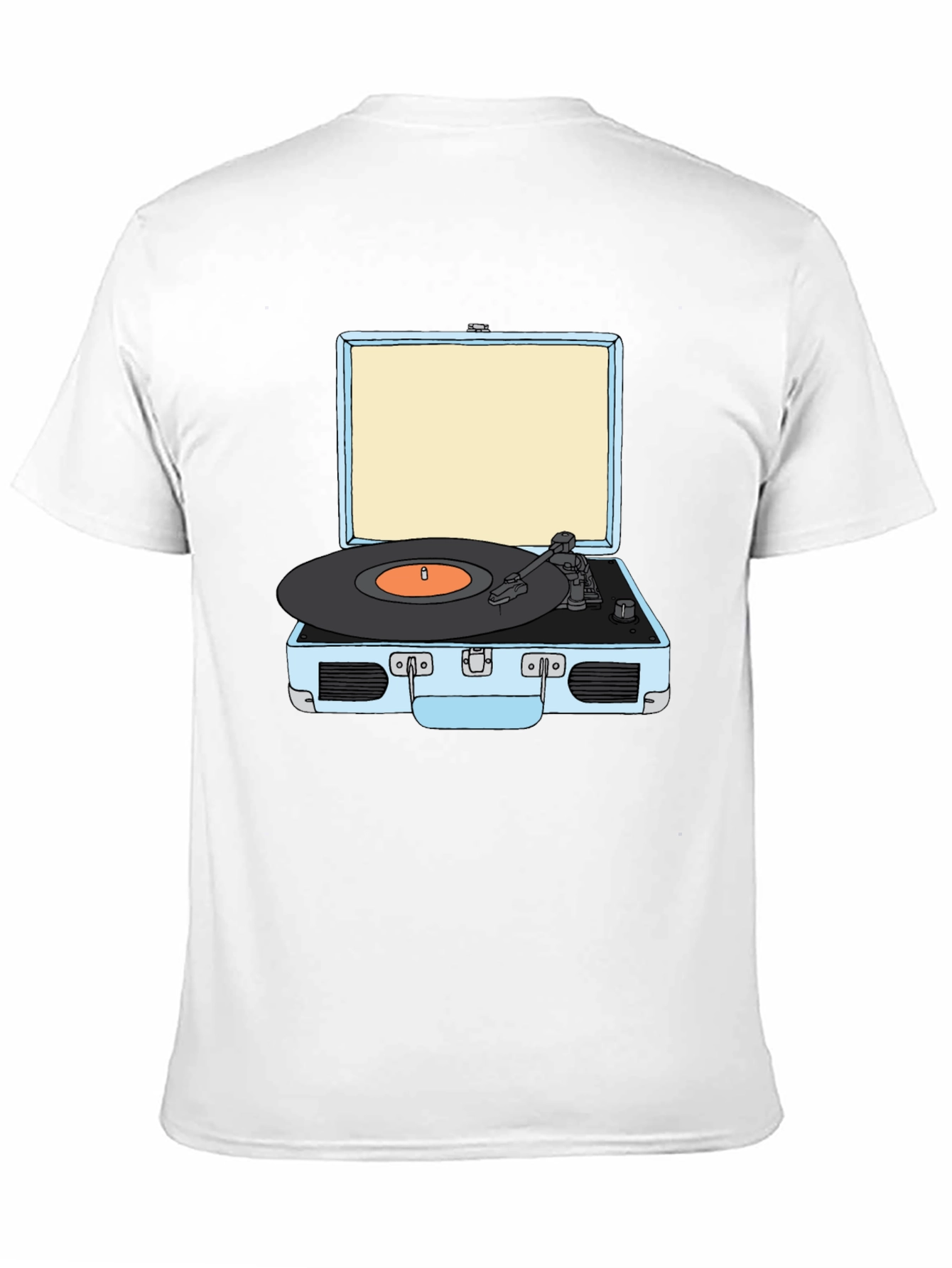 Retro Turntable Graphic Tee - Black Cotton T-Shirt