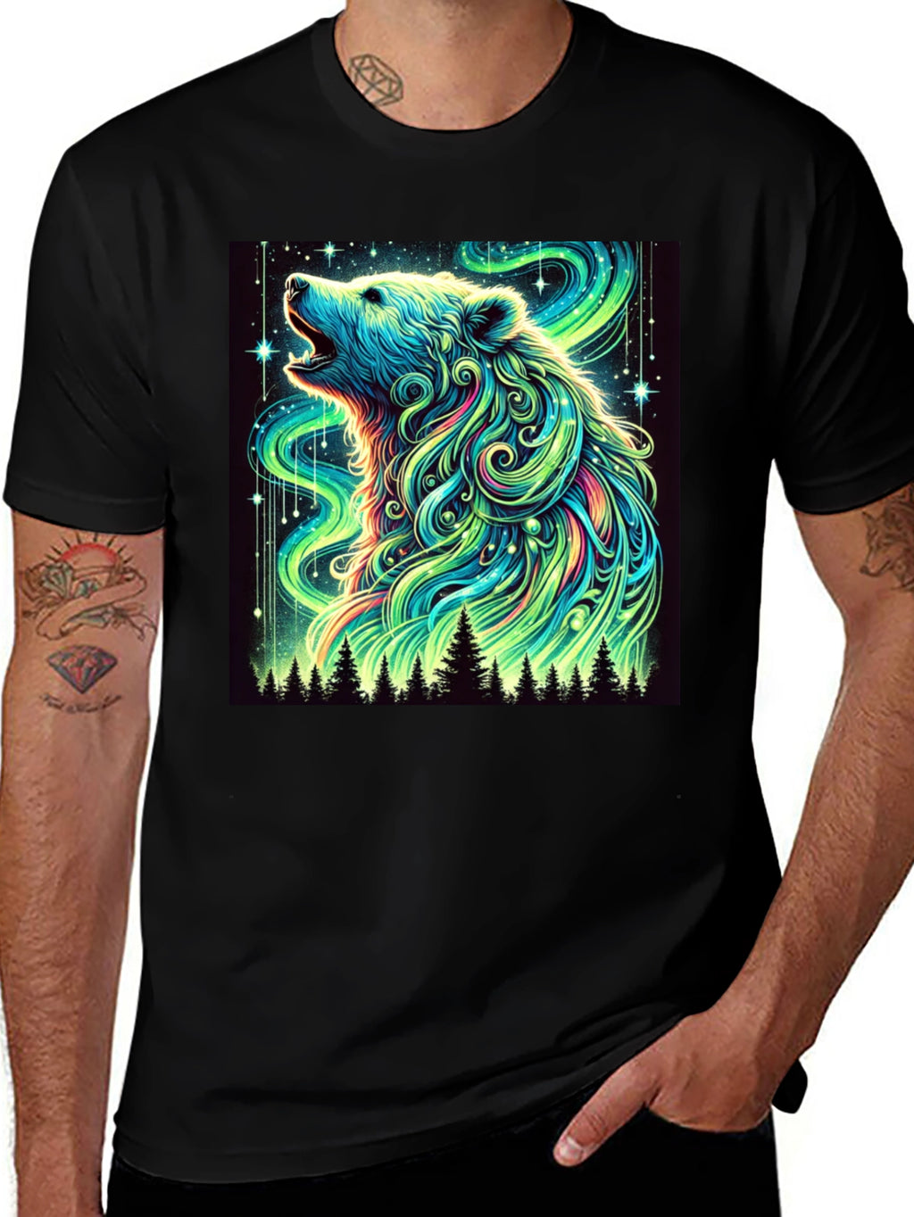 Aurora Bear Black T-Shirt