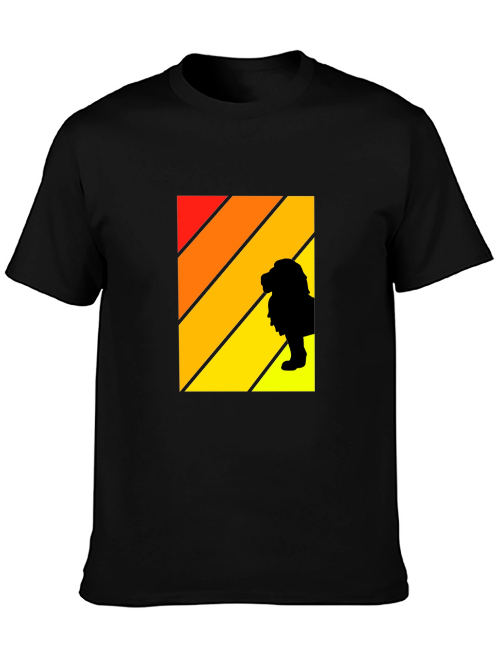 Retro Sunset Lion Graphic Tee - Mens Black T-Shirt