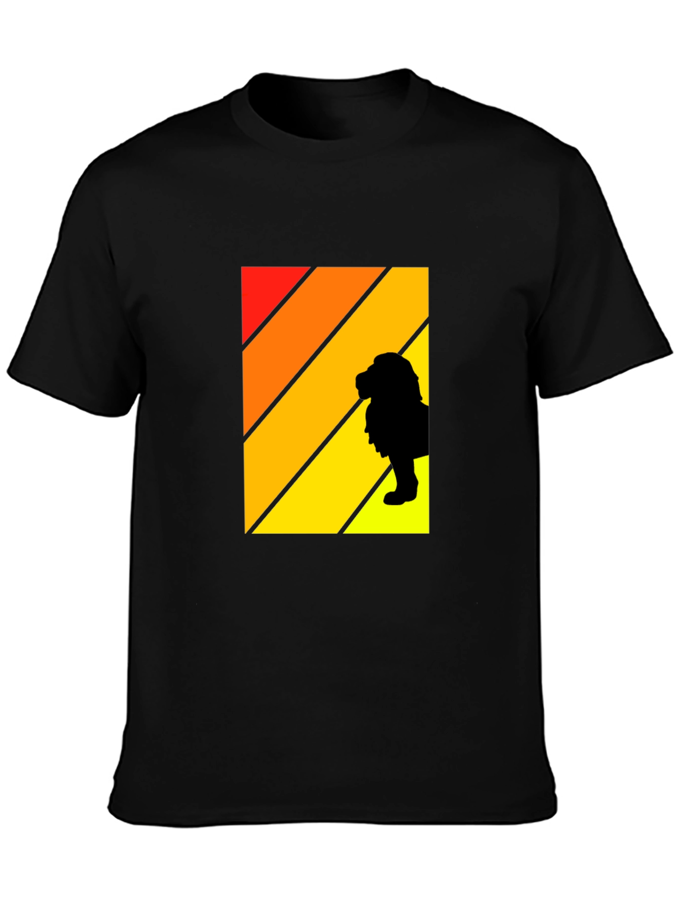 Retro Sunset Lion Graphic Tee - Mens Black T-Shirt