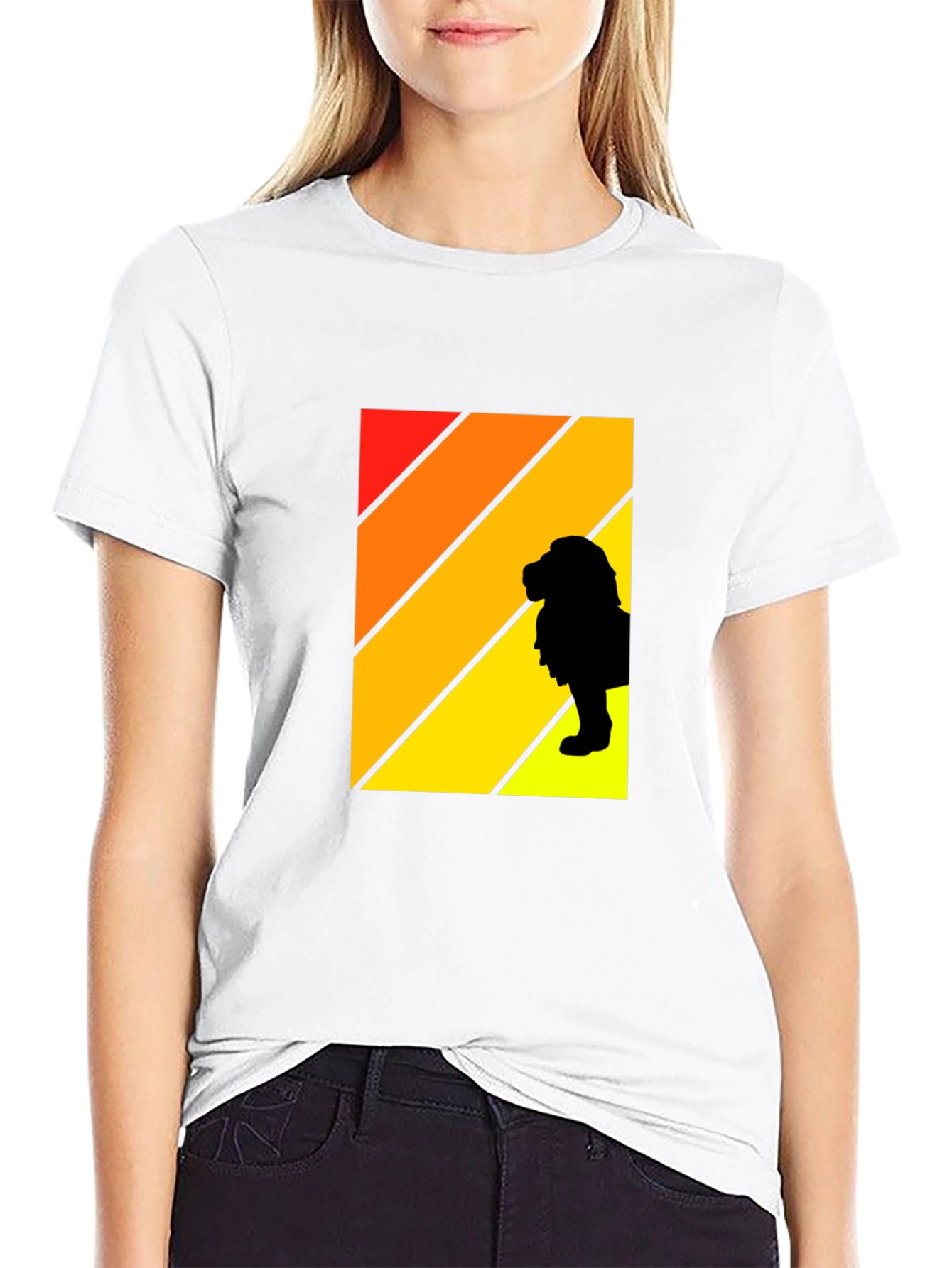 Retro Sunset Lion Graphic Tee - Mens Black T-Shirt