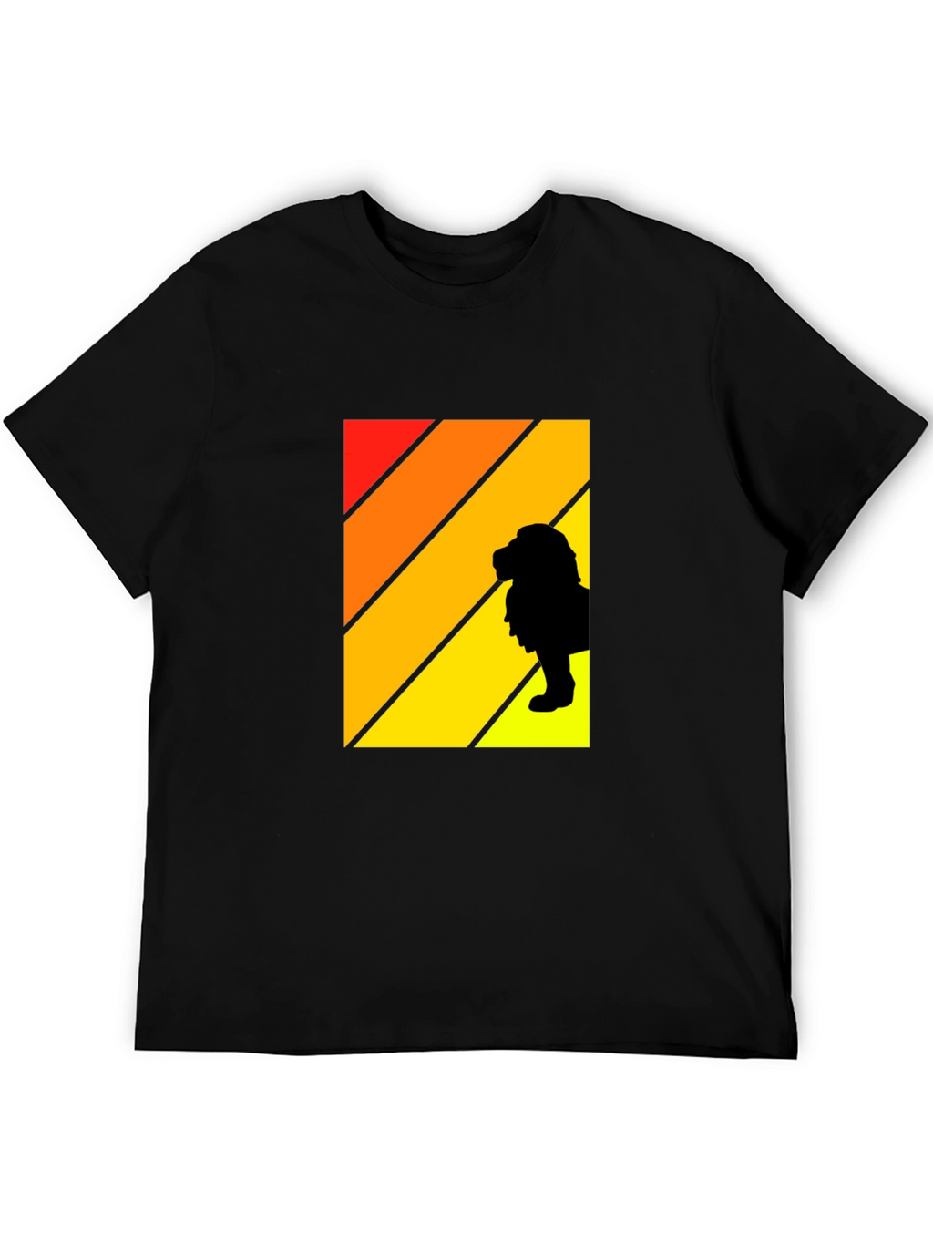 Retro Sunset Lion Graphic Tee - Mens Black T-Shirt