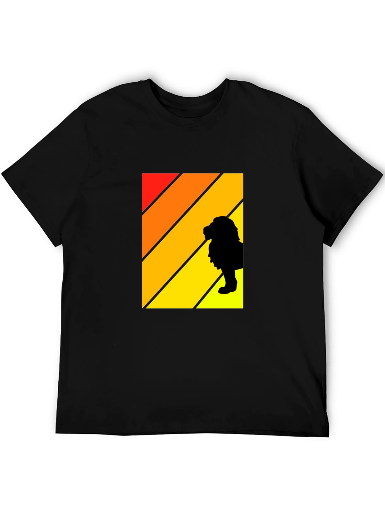 Retro Sunset Lion Graphic Tee - Mens Black T-Shirt