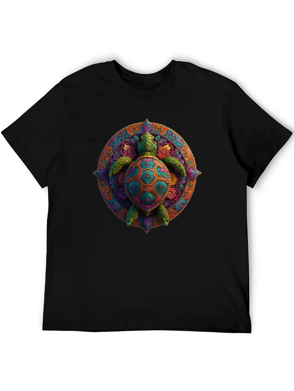 Turtle Mandala Graphic Tee - Black