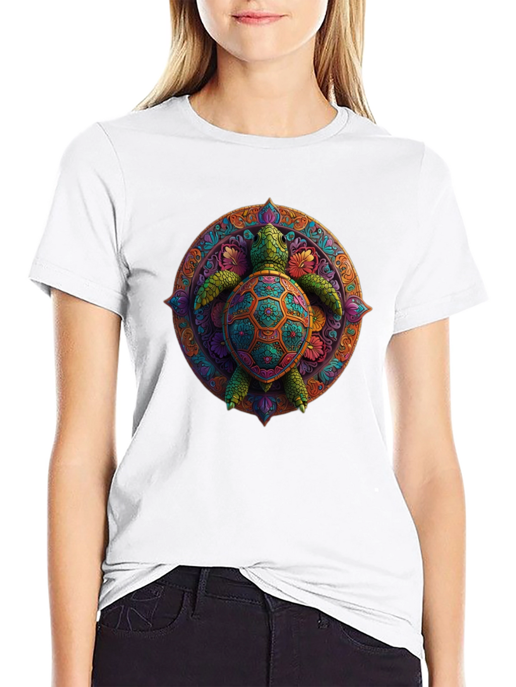 Turtle Mandala Graphic Tee - Black