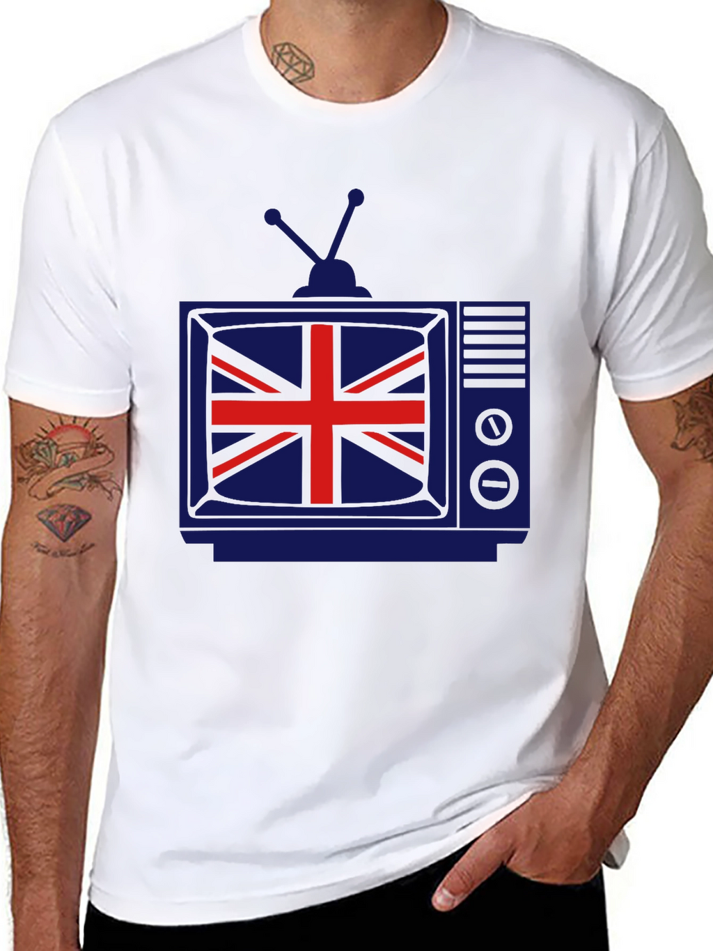 Retro British Flag TV Graphic T-Shirt