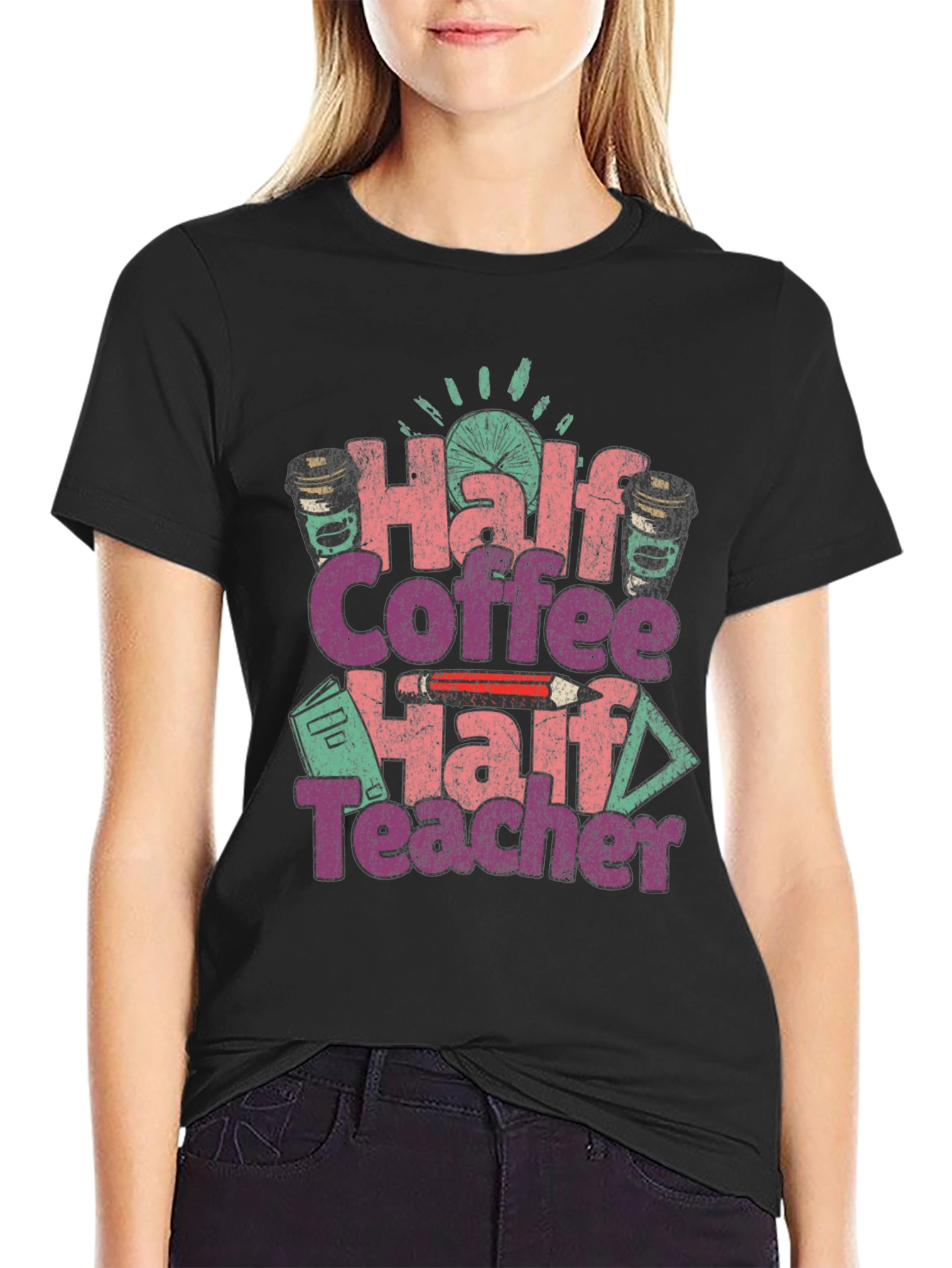Half Coffee Half Teacher Graphic Tee