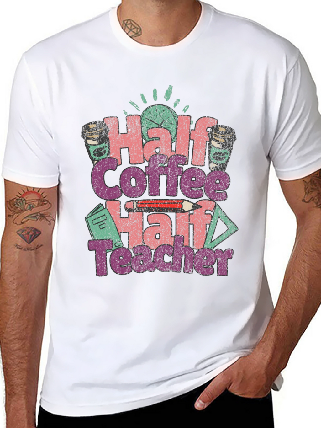 Half Coffee Half Teacher Graphic Tee