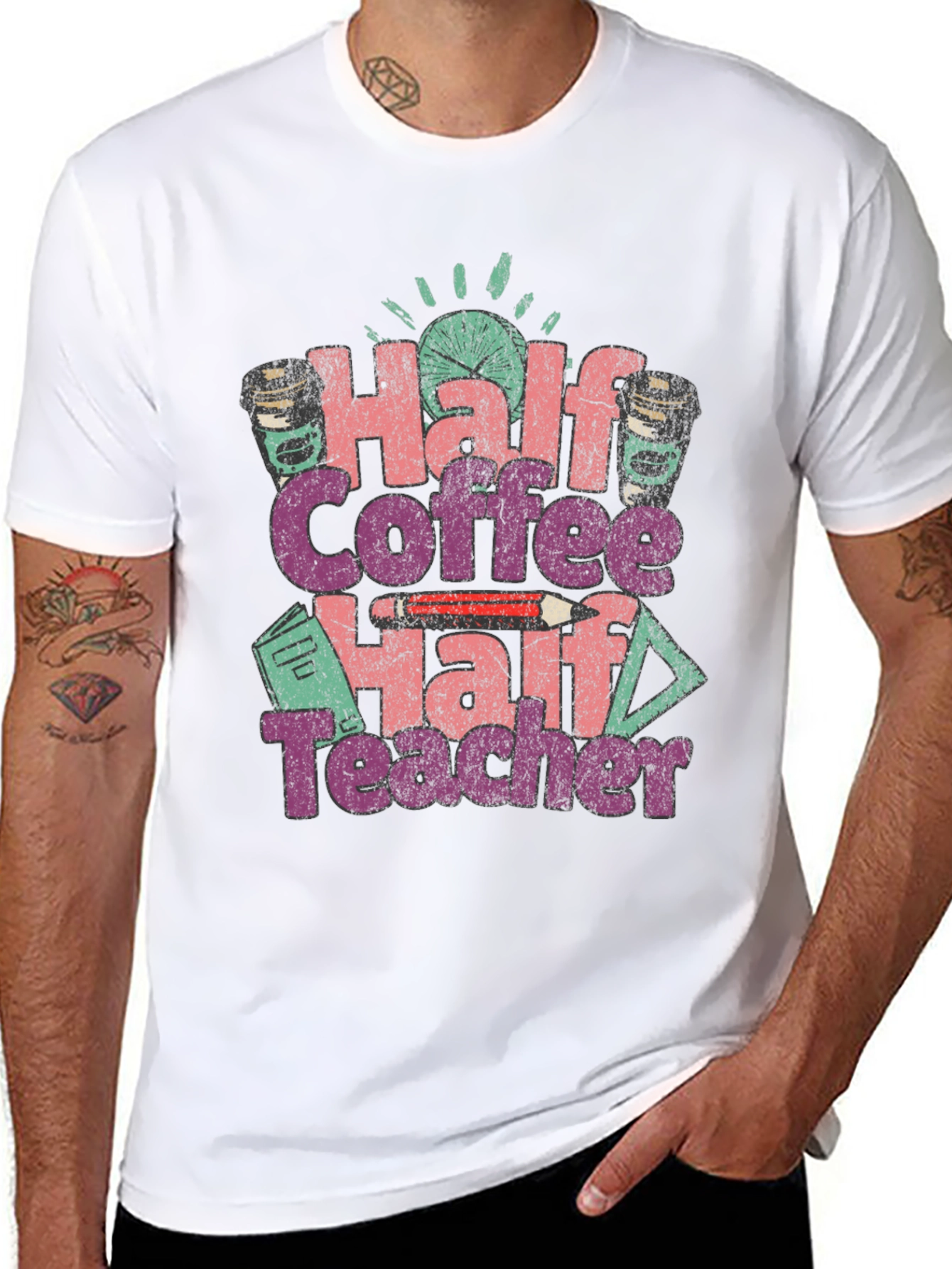 Half Coffee Half Teacher Graphic Tee