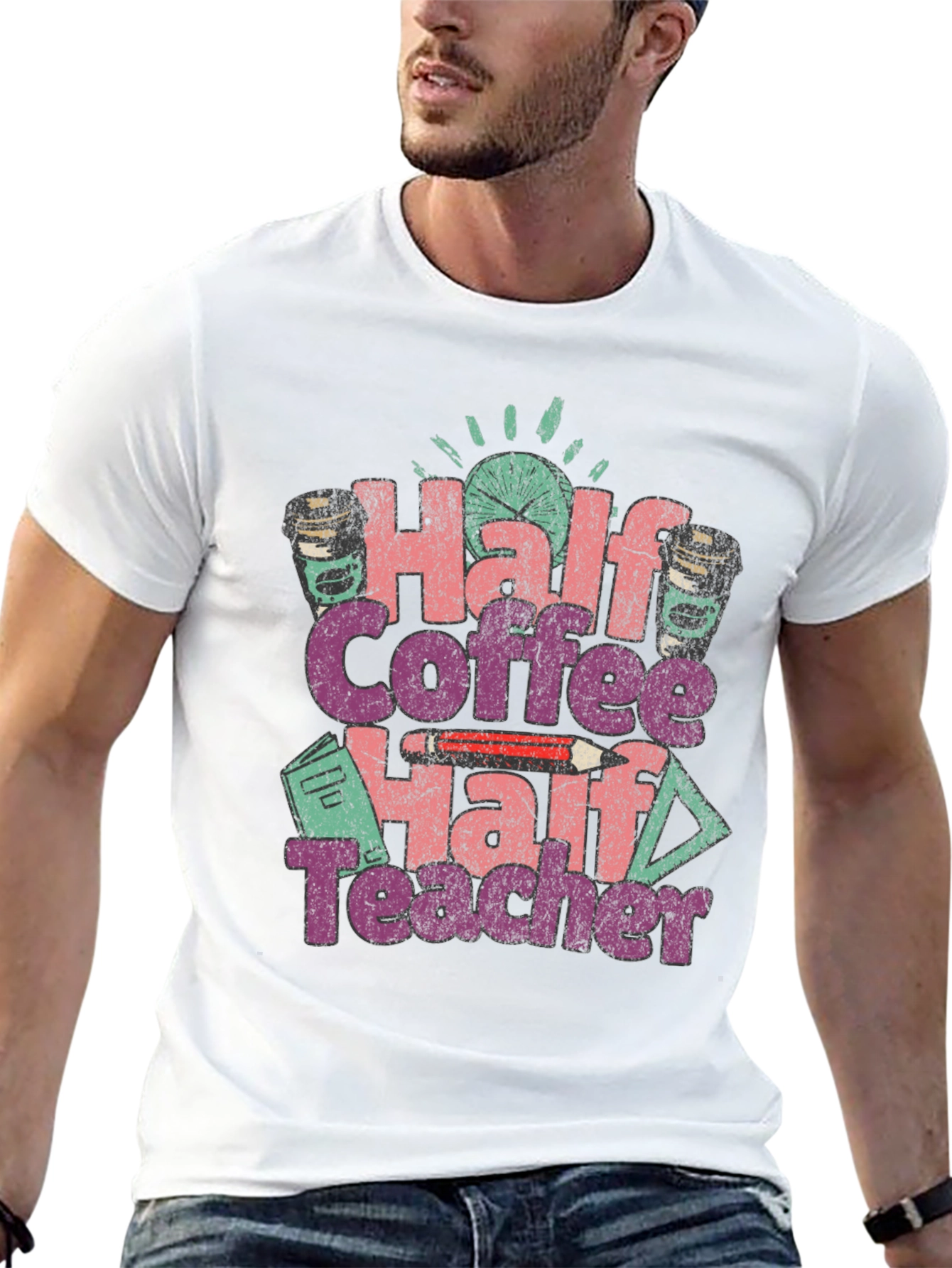 Half Coffee Half Teacher Graphic Tee