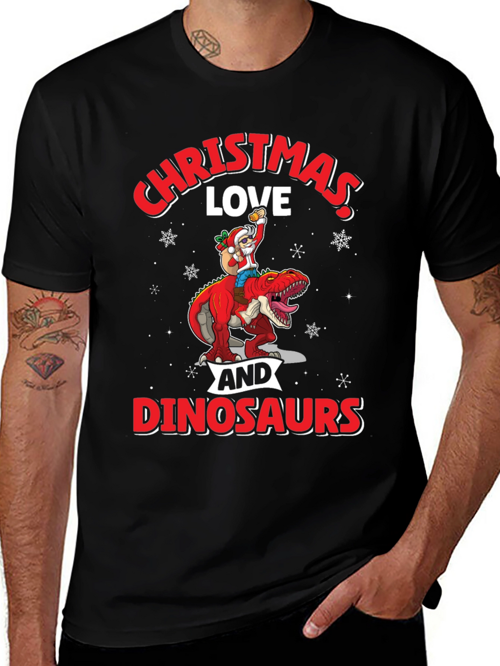 Christmas Love and Dinosaurs T-Shirt