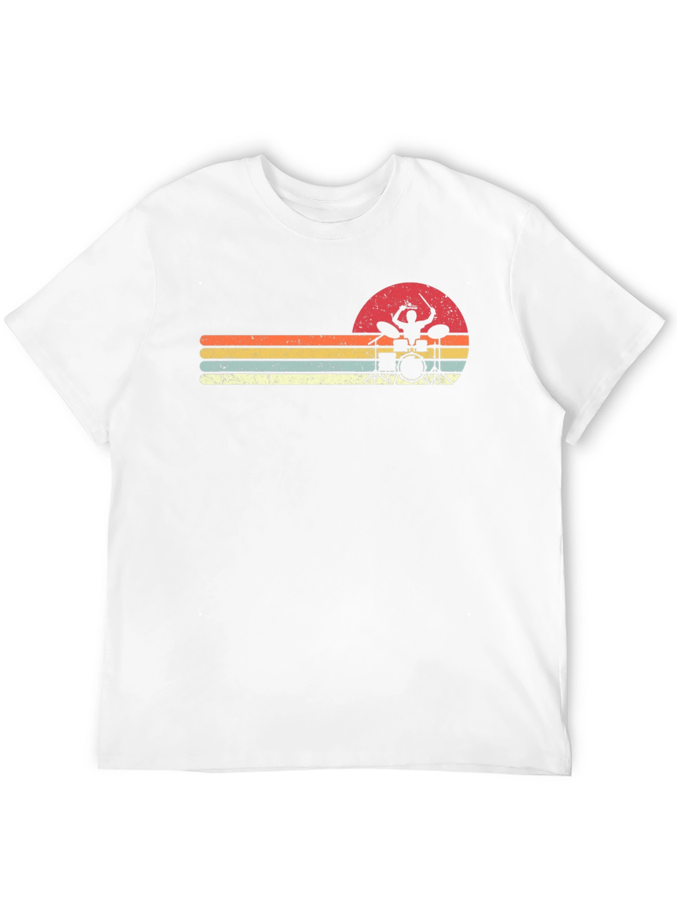 Retro Drummer Sunset Graphic Tee - Black