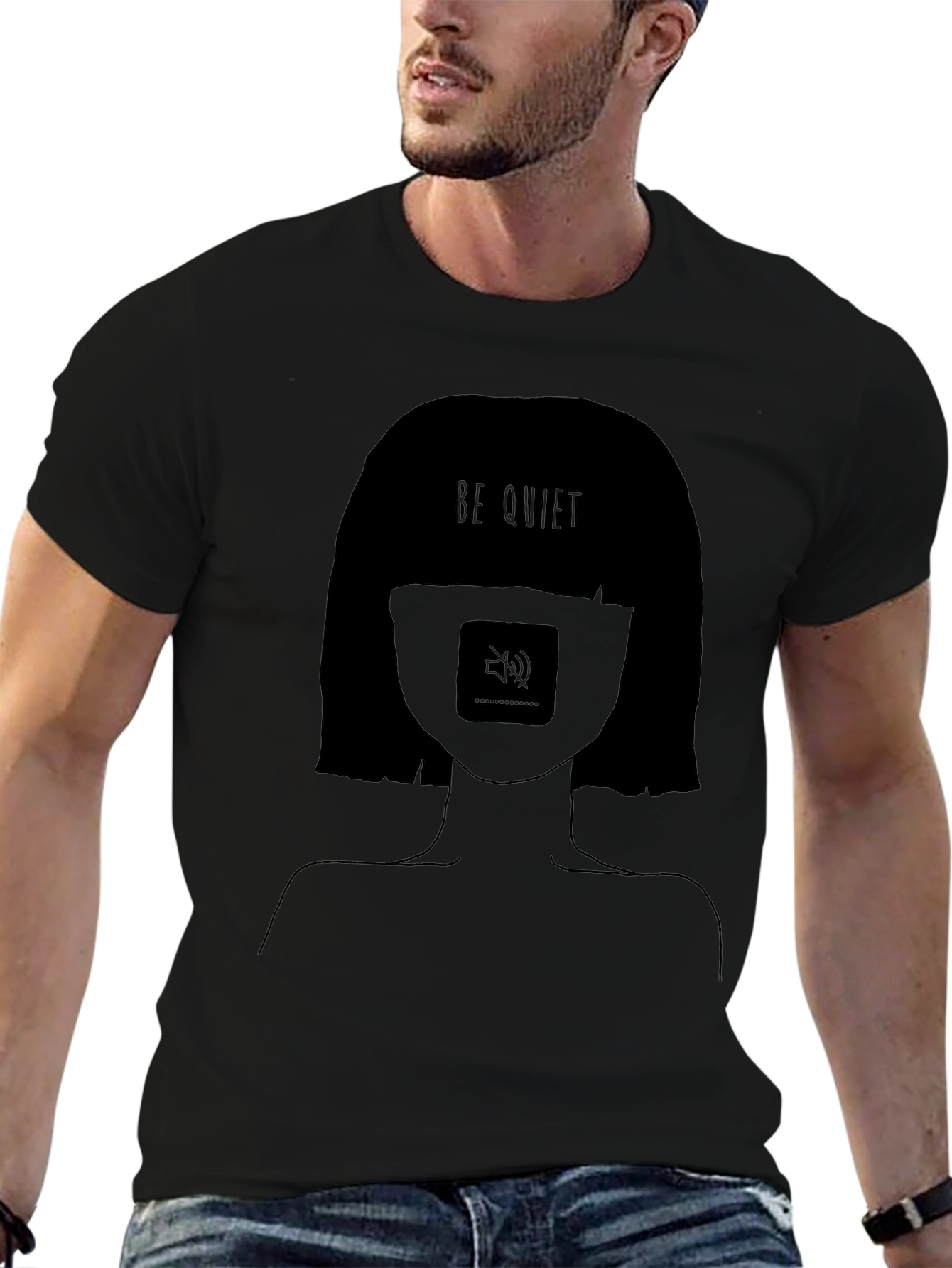 Be Quiet Graphic Tee - Stylish & Unique Black T-Shirt