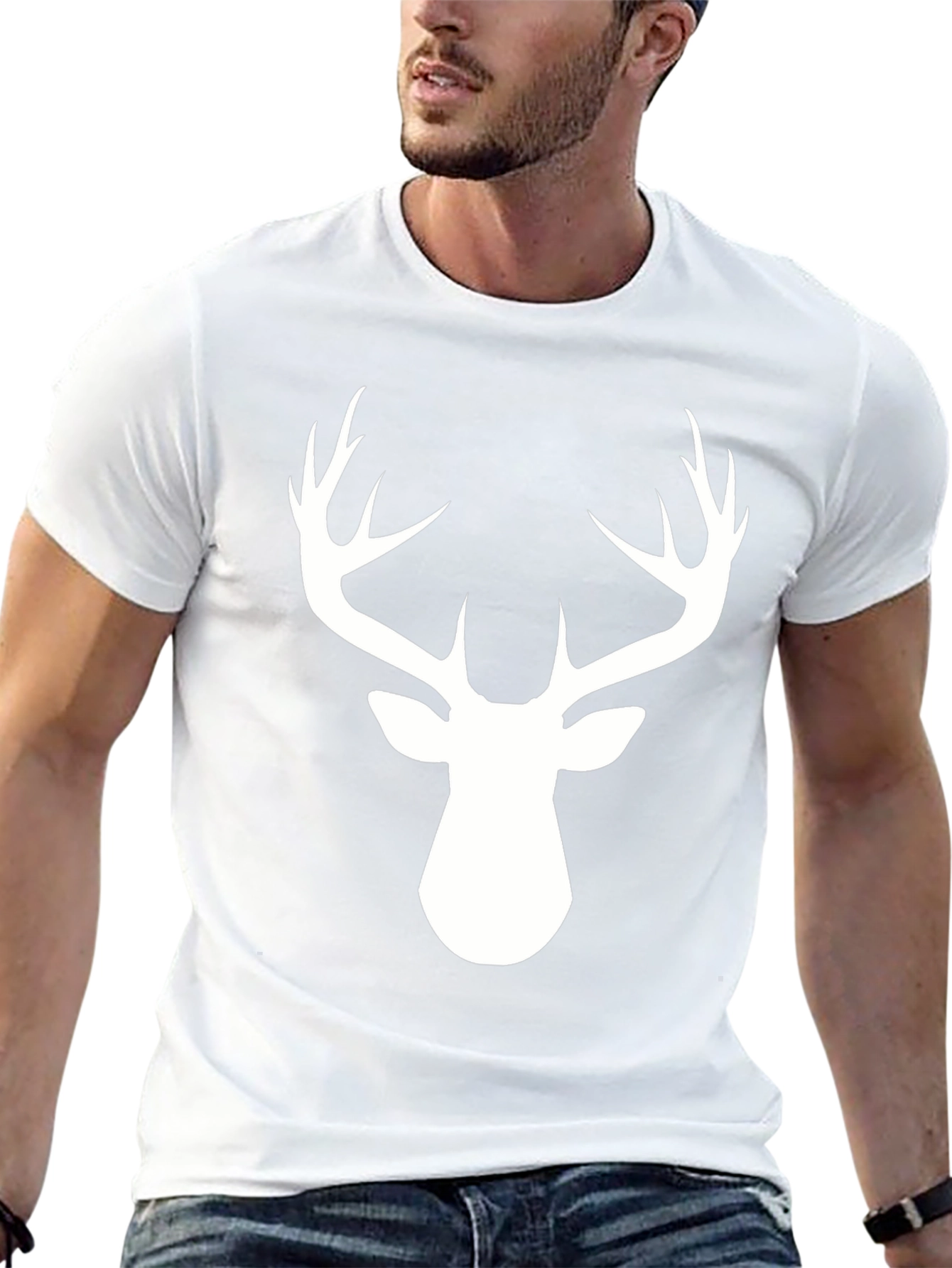 Deer Antler Graphic Tee - Black Cotton Blend