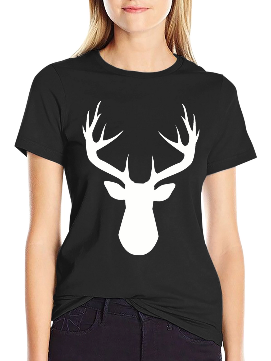 Deer Antler Graphic Tee - Black Cotton Blend