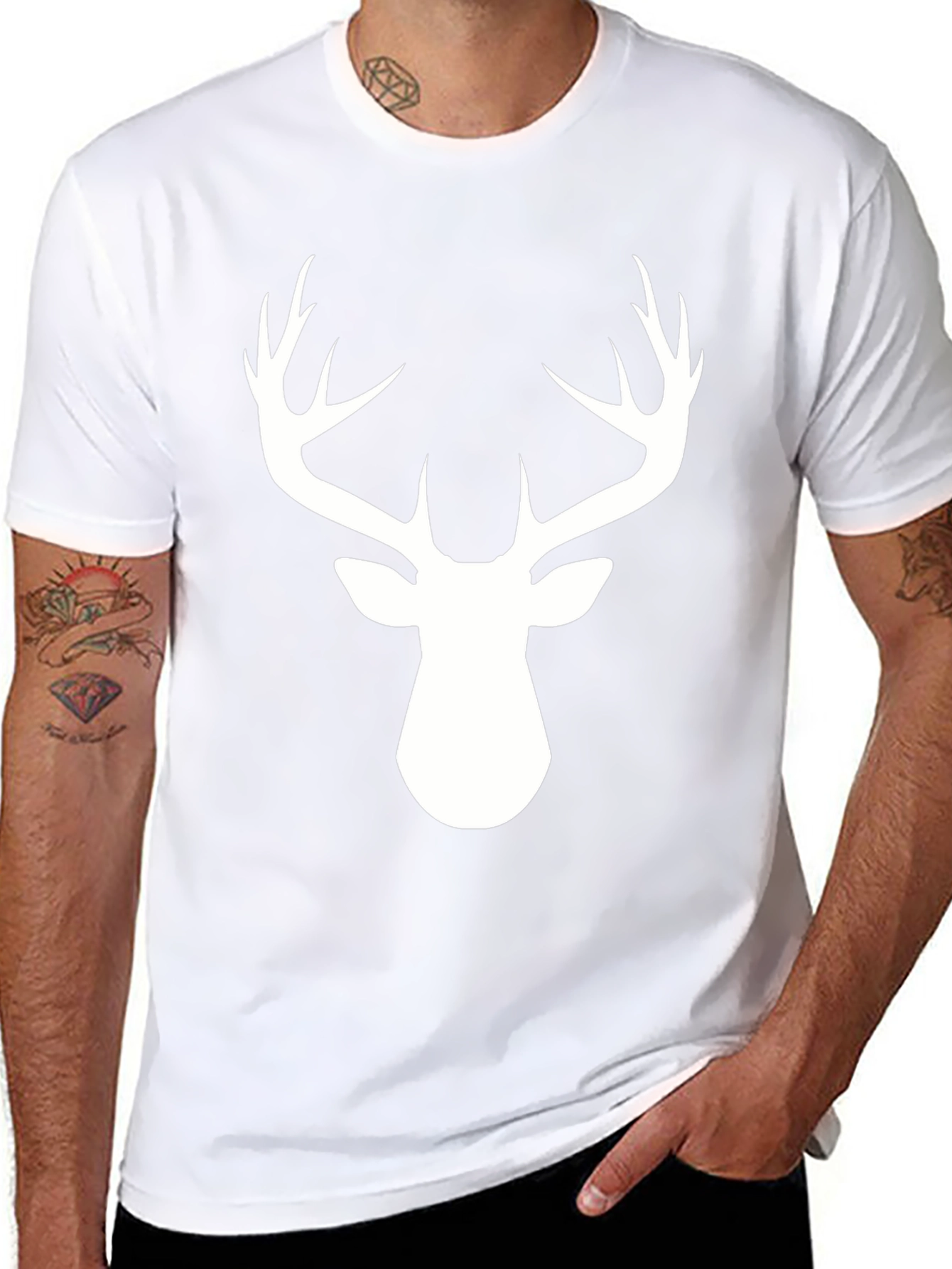 Deer Antler Graphic Tee - Black Cotton Blend
