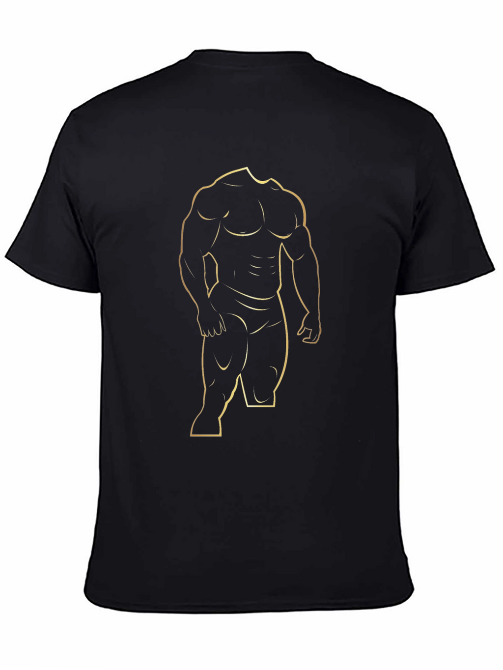 Mens Black T-Shirt with Gold Bodybuilder Design