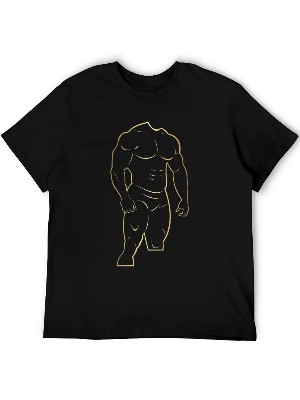 Mens Black T-Shirt with Gold Bodybuilder Design