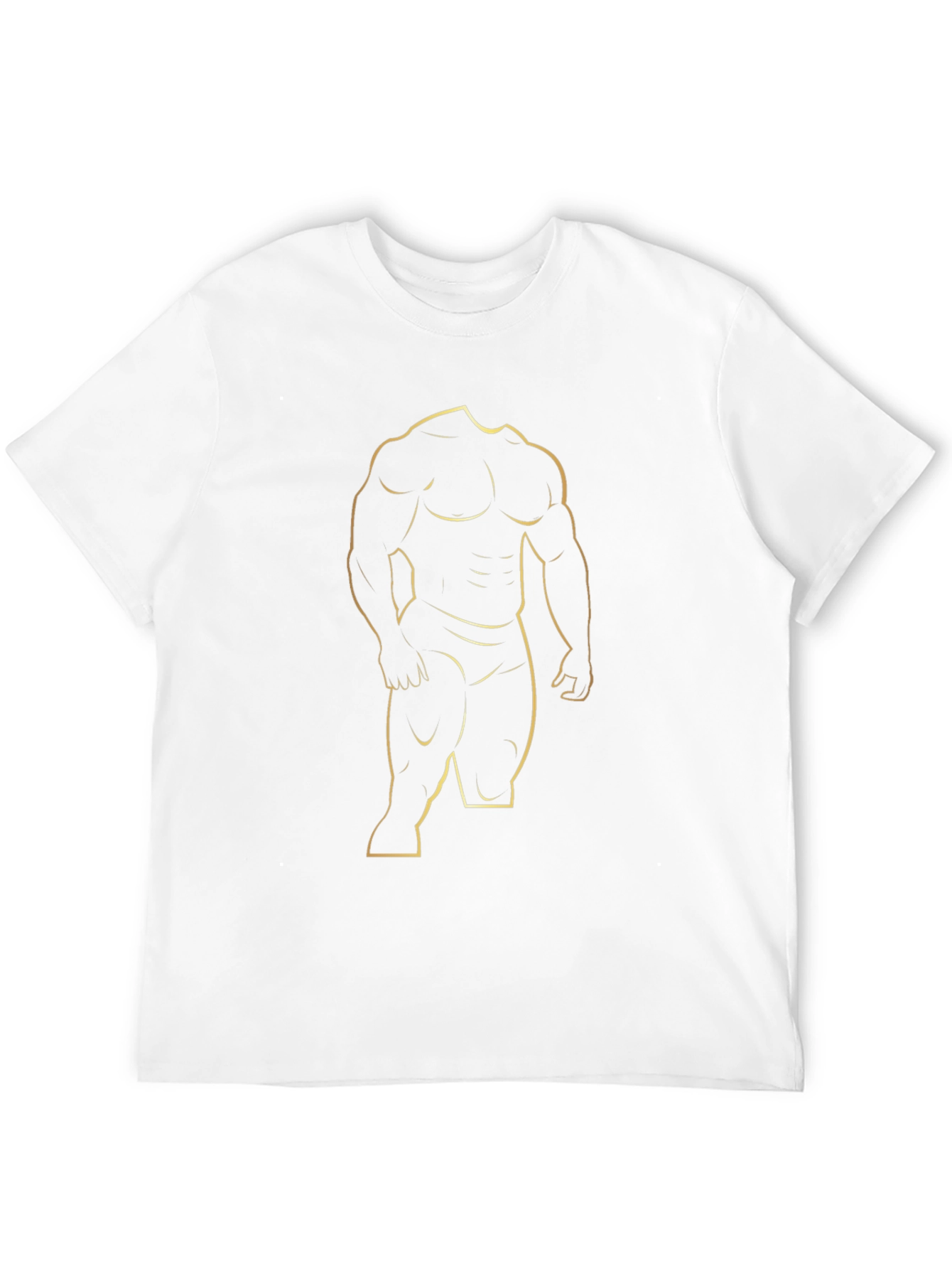 Mens Black T-Shirt with Gold Bodybuilder Design