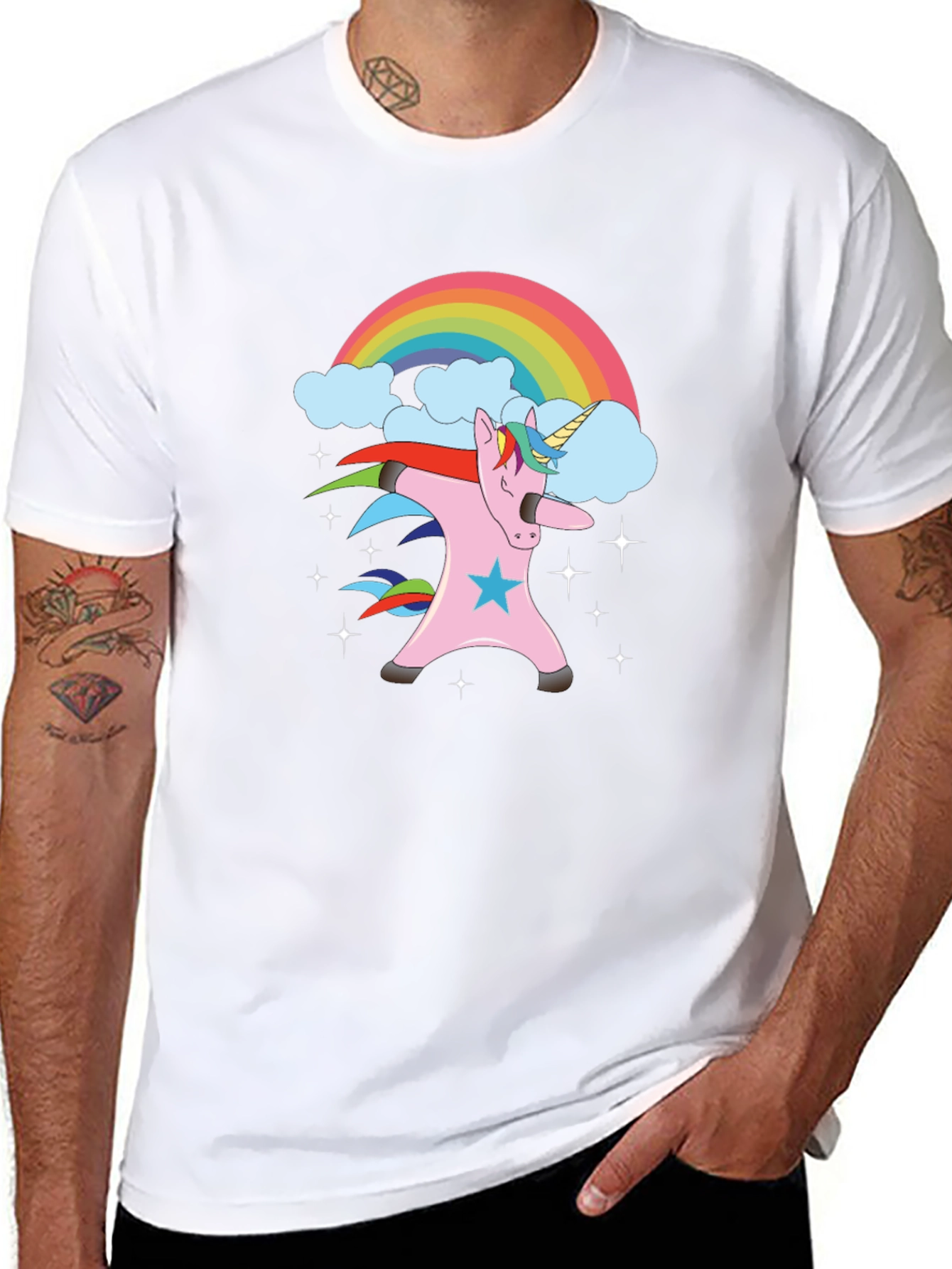 Unicorn Dabbing Rainbow T-Shirt | Trendy Graphic Tee