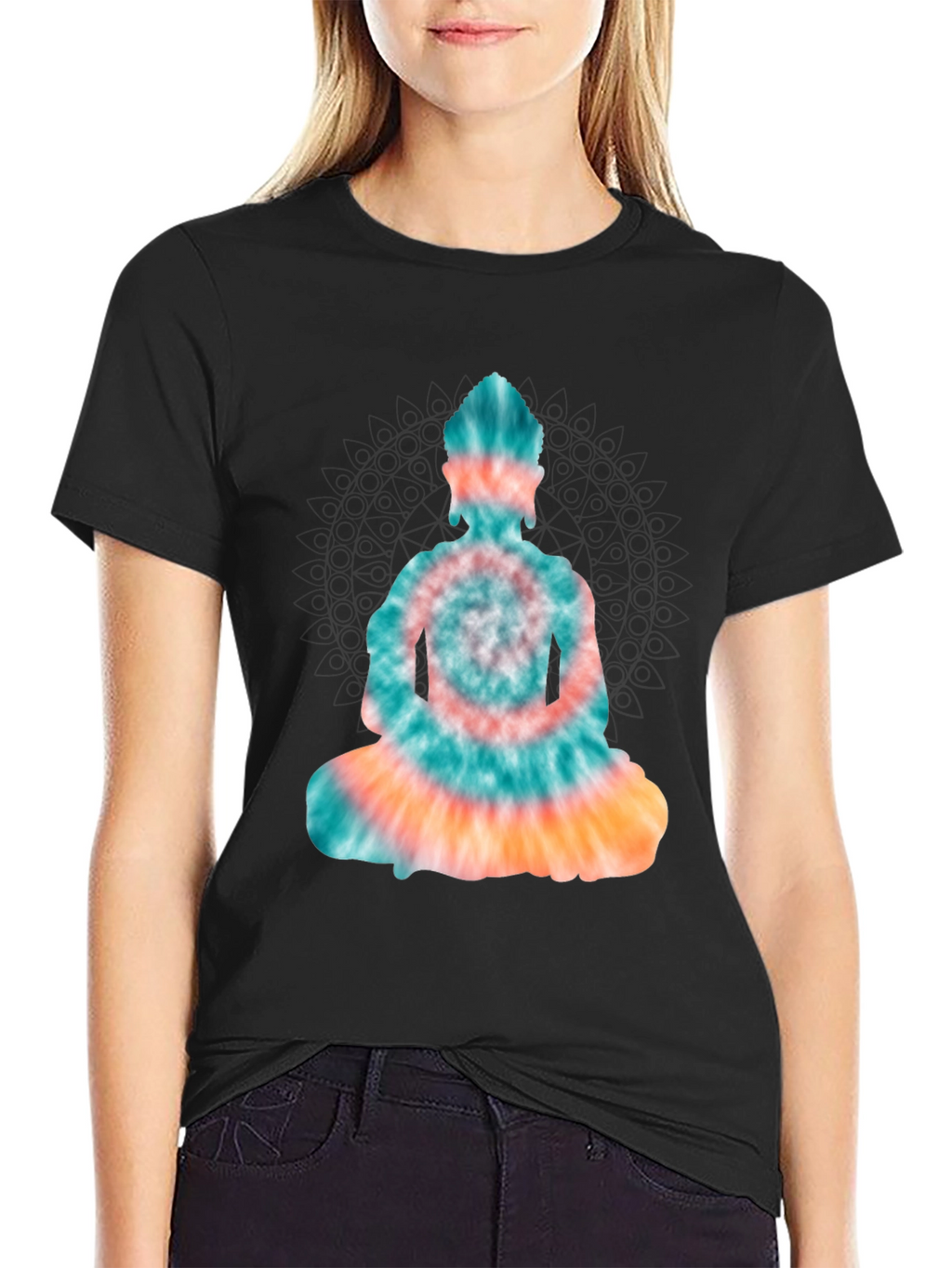 Tie Dye Buddha Graphic Tee - Black