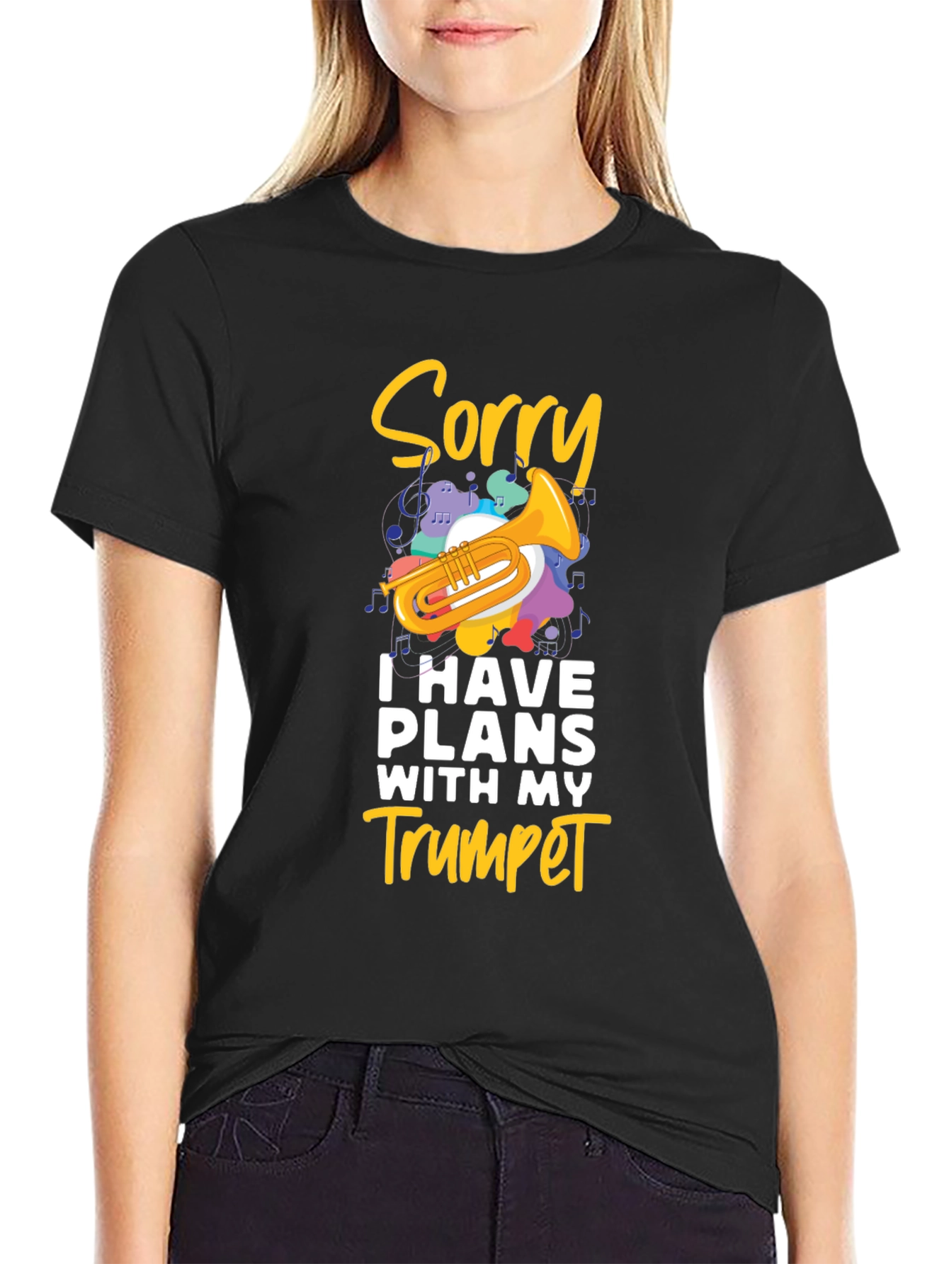 Sorry Trumpet Player Black T-Shirt