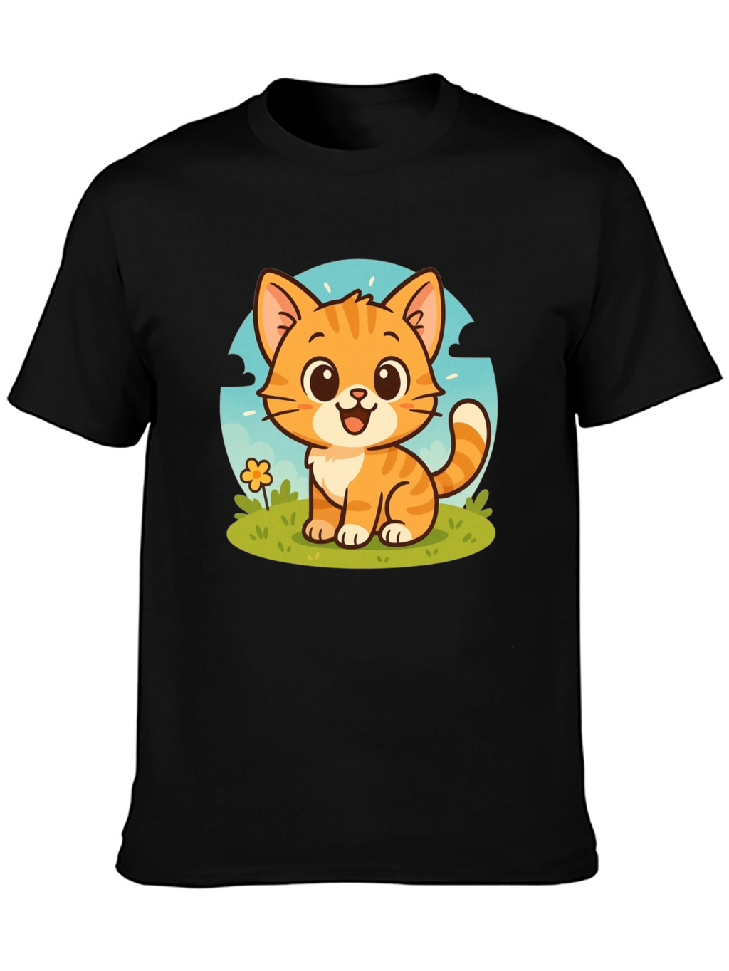 Cute Cartoon Cat Graphic T-Shirt - Unisex