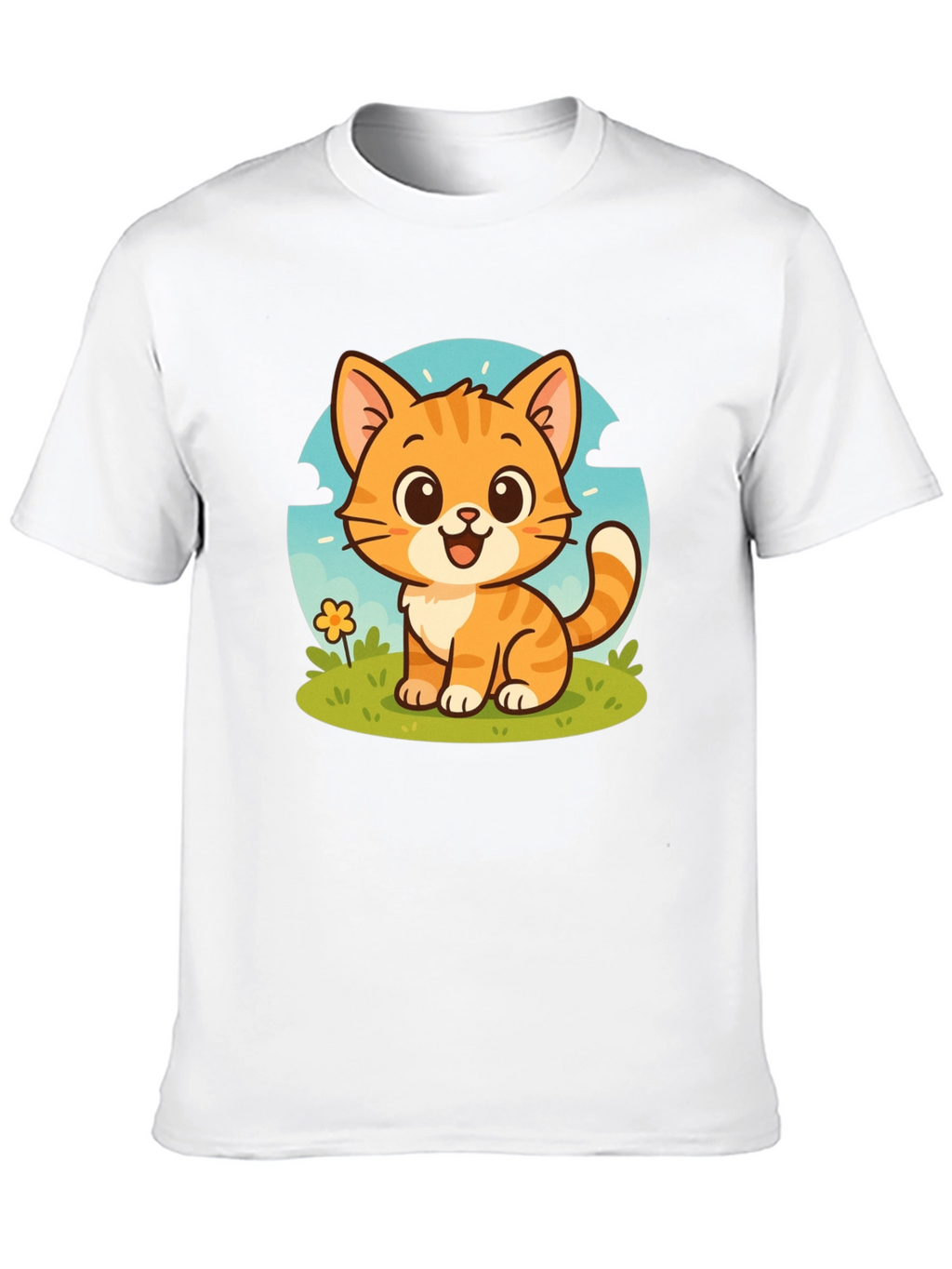 Cute Cartoon Cat Graphic T-Shirt - Unisex