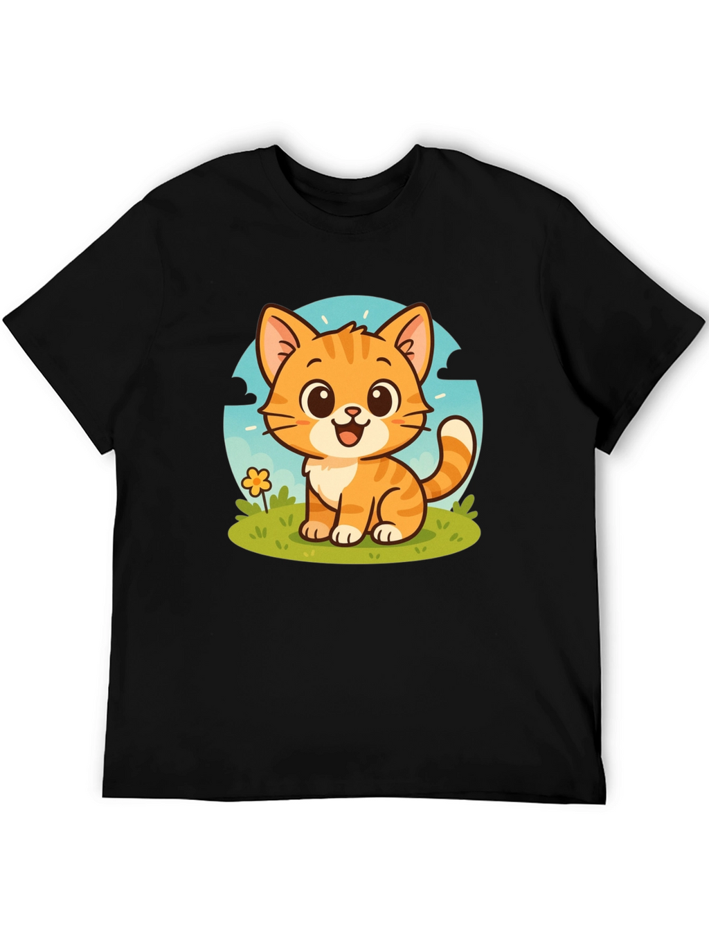 Cute Cartoon Cat Graphic T-Shirt - Unisex